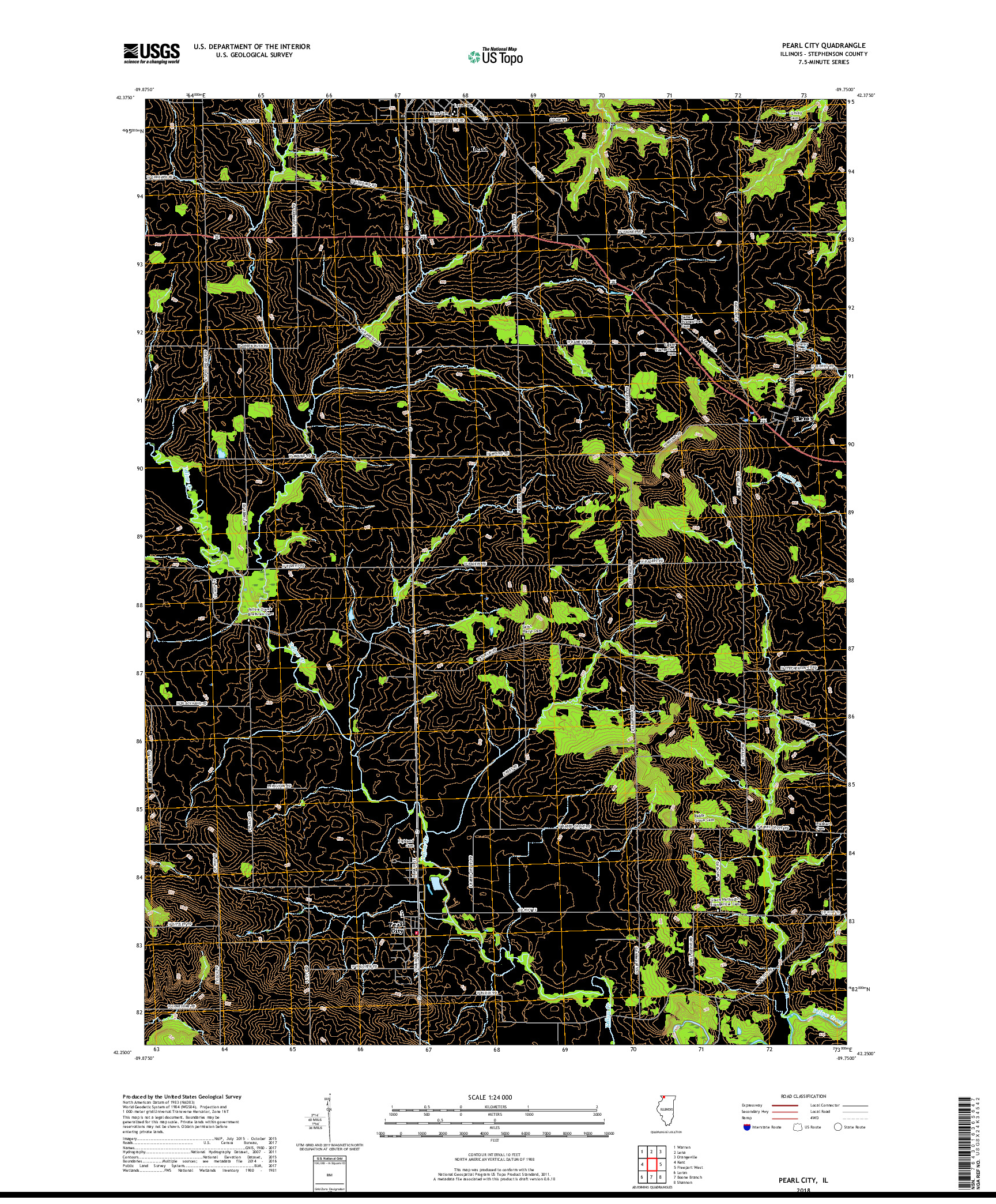 USGS US TOPO 7.5-MINUTE MAP FOR PEARL CITY, IL 2018