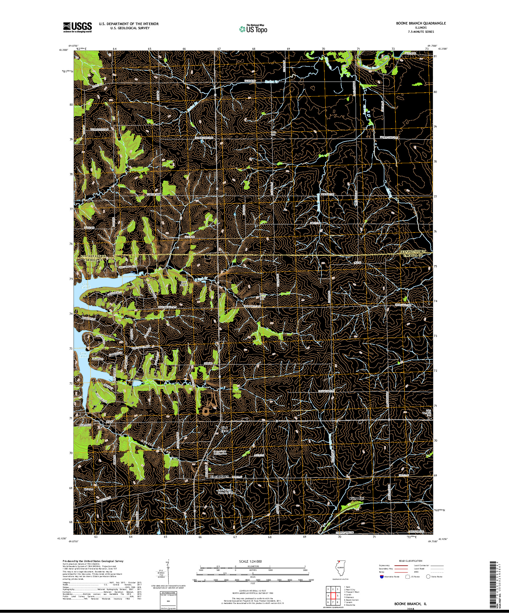 USGS US TOPO 7.5-MINUTE MAP FOR BOONE BRANCH, IL 2018