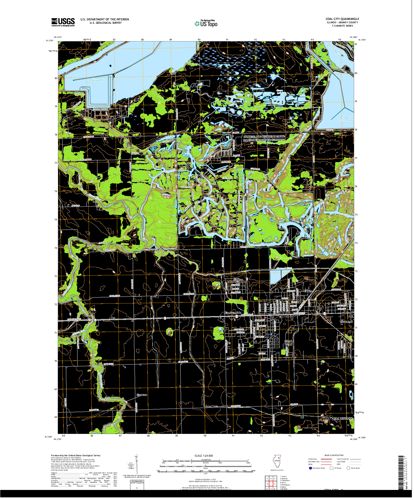 USGS US TOPO 7.5-MINUTE MAP FOR COAL CITY, IL 2018