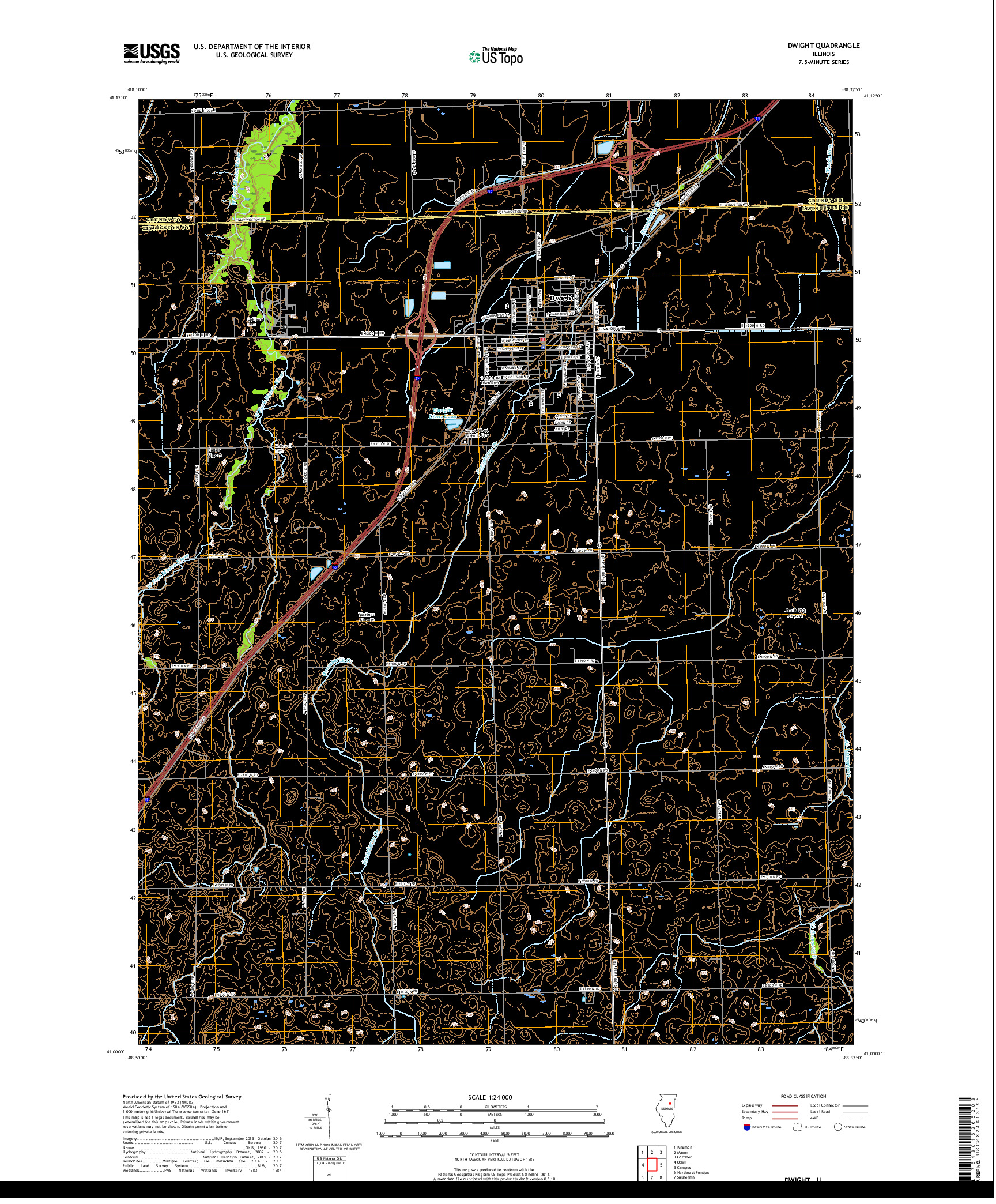 USGS US TOPO 7.5-MINUTE MAP FOR DWIGHT, IL 2018