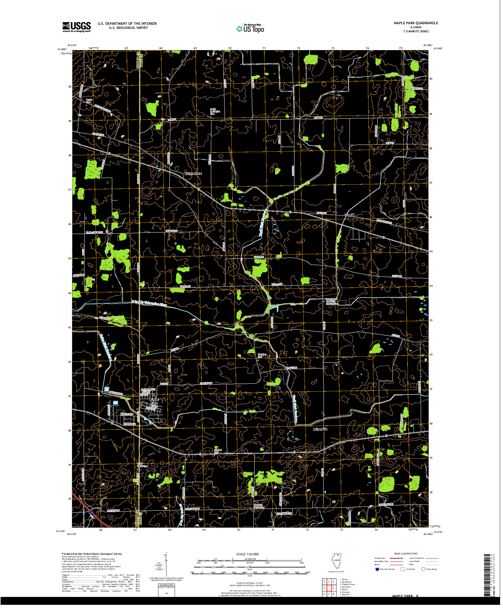 USGS US TOPO 7.5-MINUTE MAP FOR MAPLE PARK, IL 2018