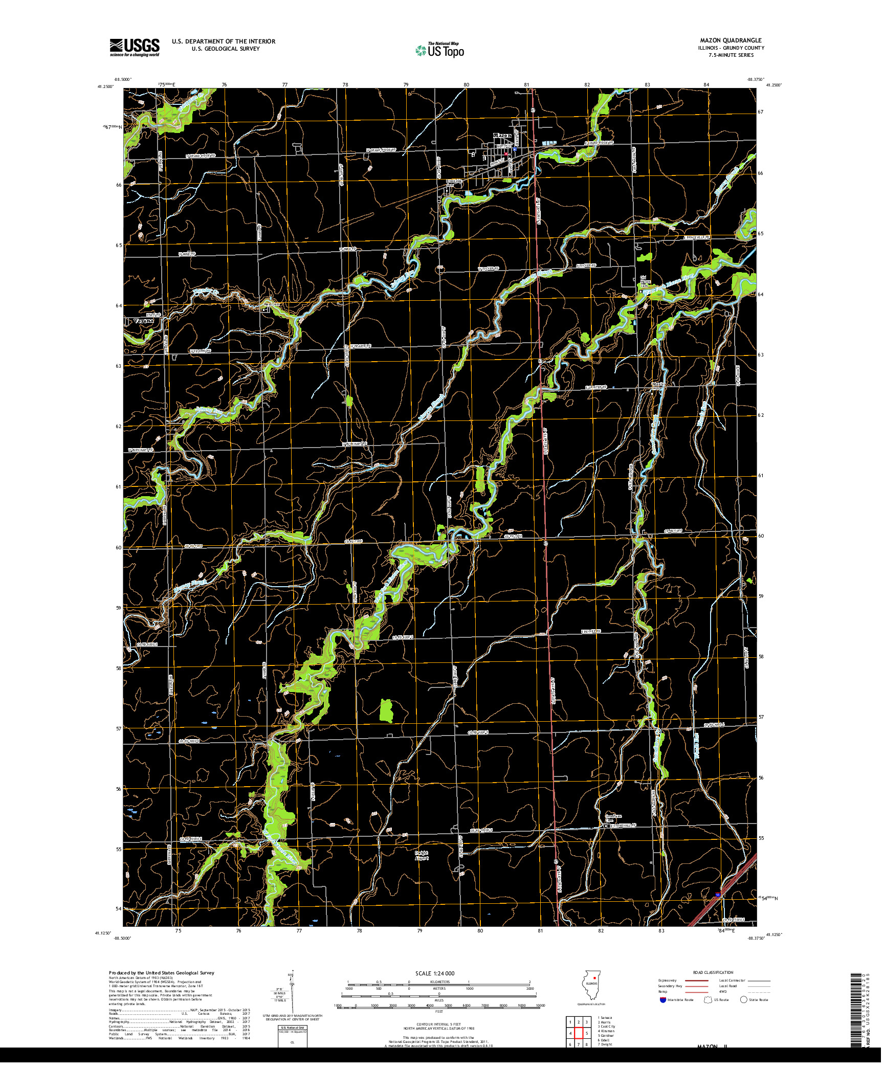 USGS US TOPO 7.5-MINUTE MAP FOR MAZON, IL 2018