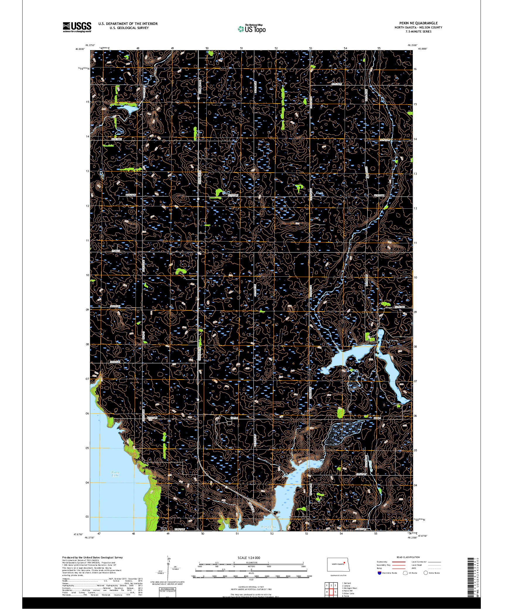 USGS US TOPO 7.5-MINUTE MAP FOR PEKIN NE, ND 2018