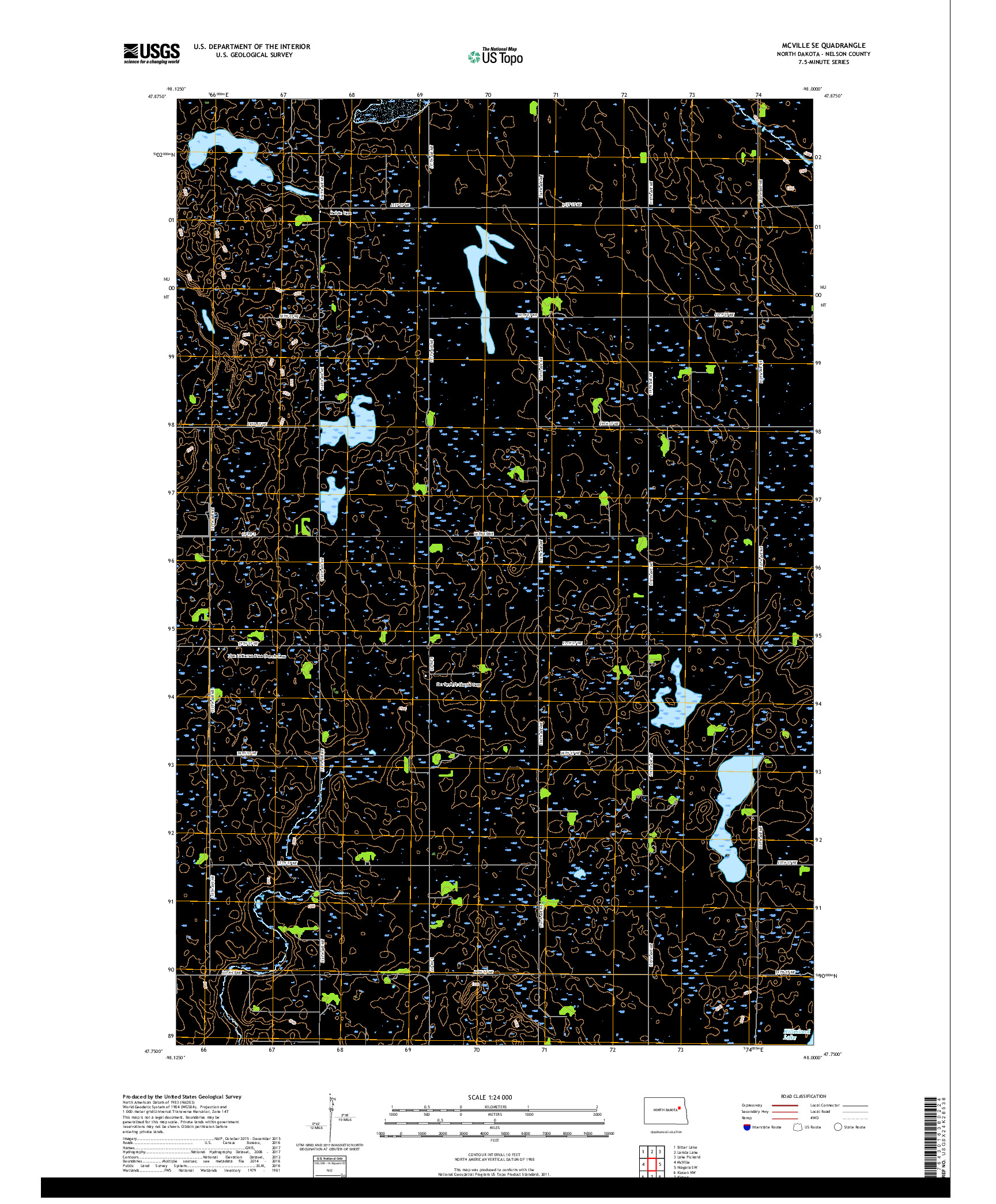 USGS US TOPO 7.5-MINUTE MAP FOR MCVILLE SE, ND 2018