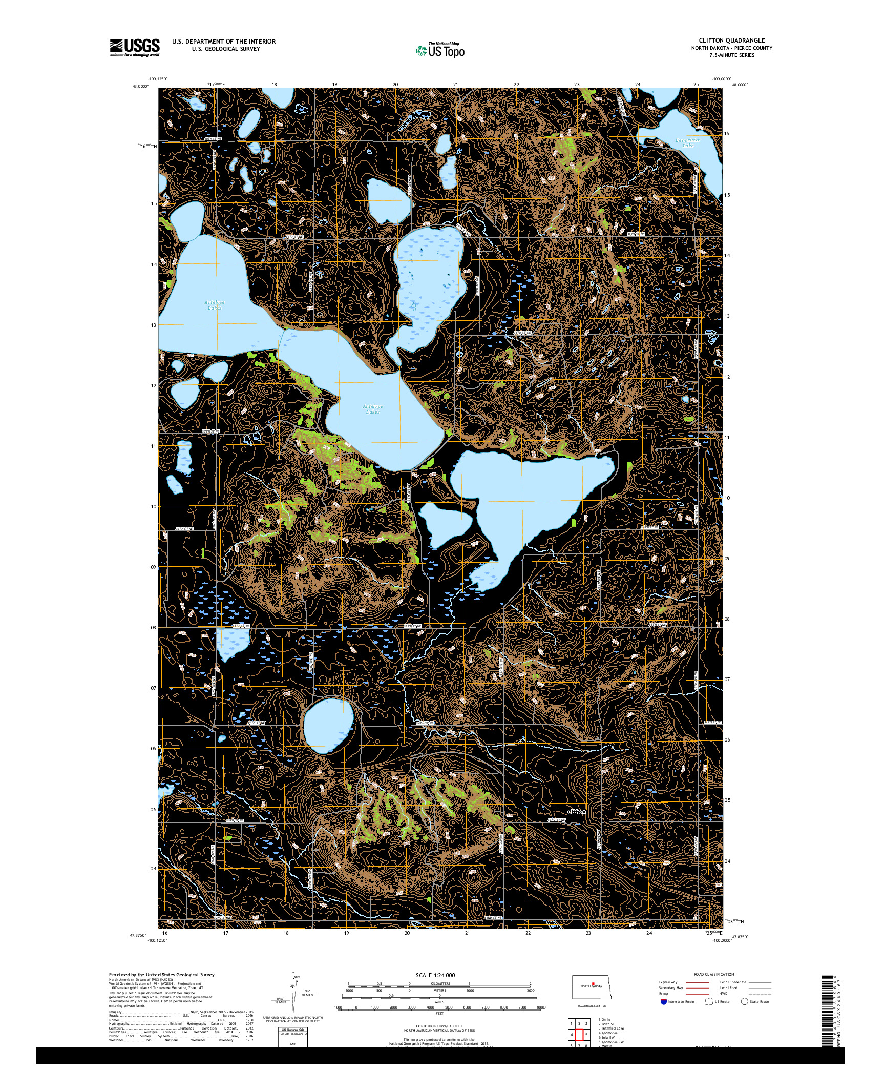 USGS US TOPO 7.5-MINUTE MAP FOR CLIFTON, ND 2018
