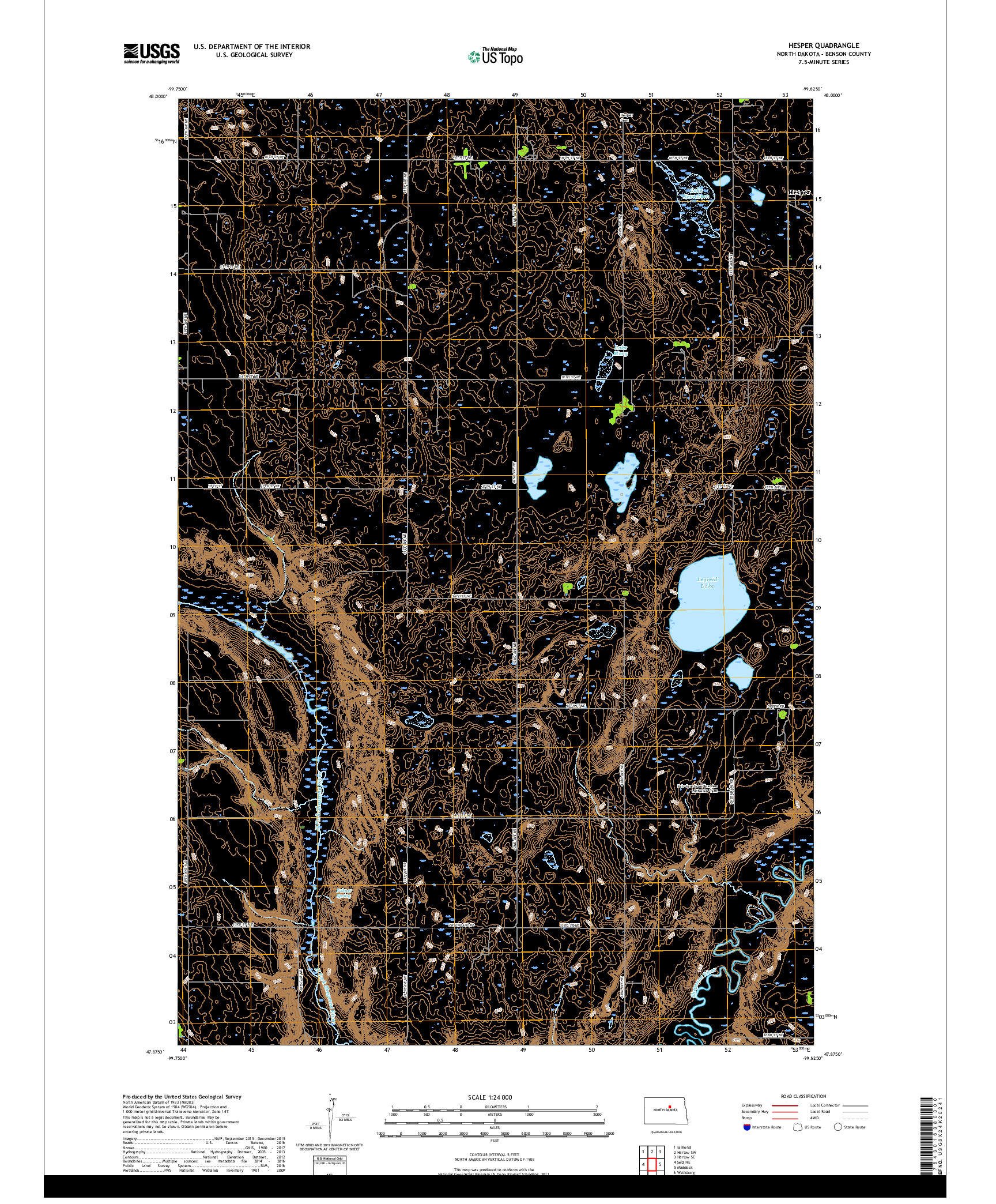 USGS US TOPO 7.5-MINUTE MAP FOR HESPER, ND 2018