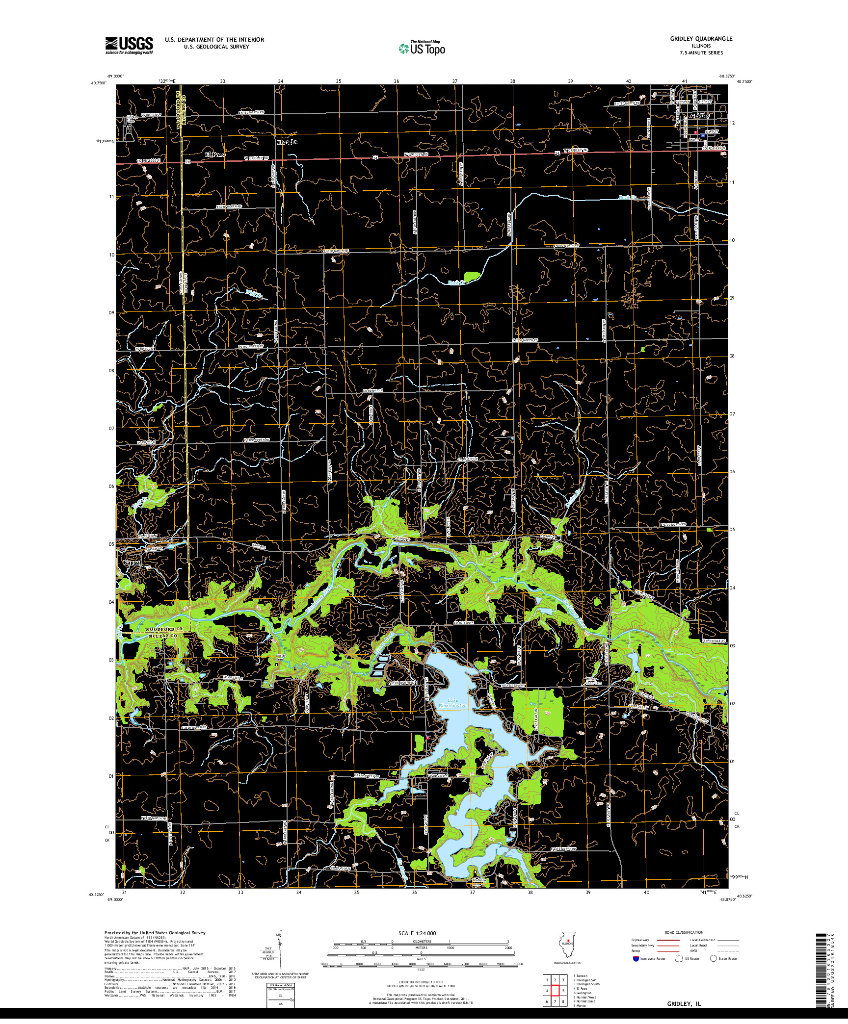 USGS US TOPO 7.5-MINUTE MAP FOR GRIDLEY, IL 2018