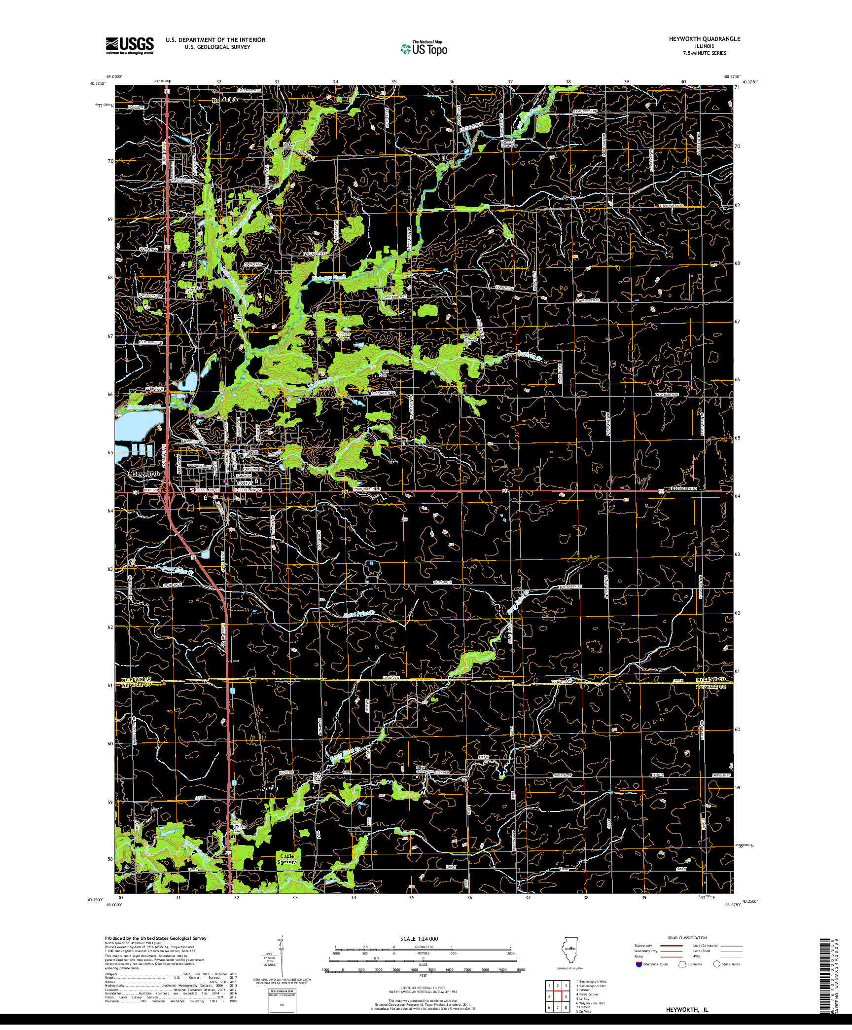 USGS US TOPO 7.5-MINUTE MAP FOR HEYWORTH, IL 2018