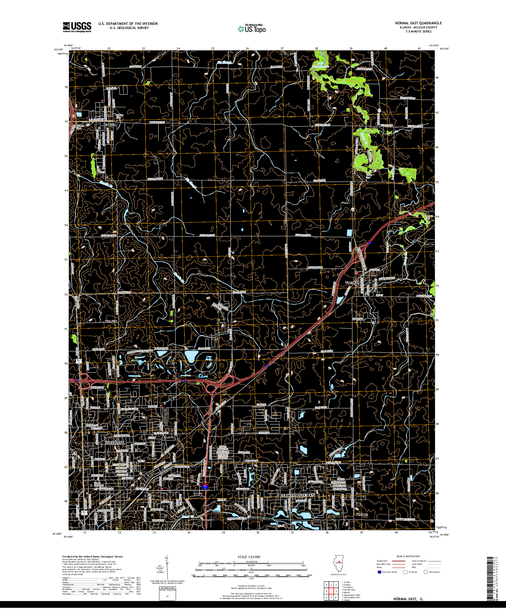 USGS US TOPO 7.5-MINUTE MAP FOR NORMAL EAST, IL 2018