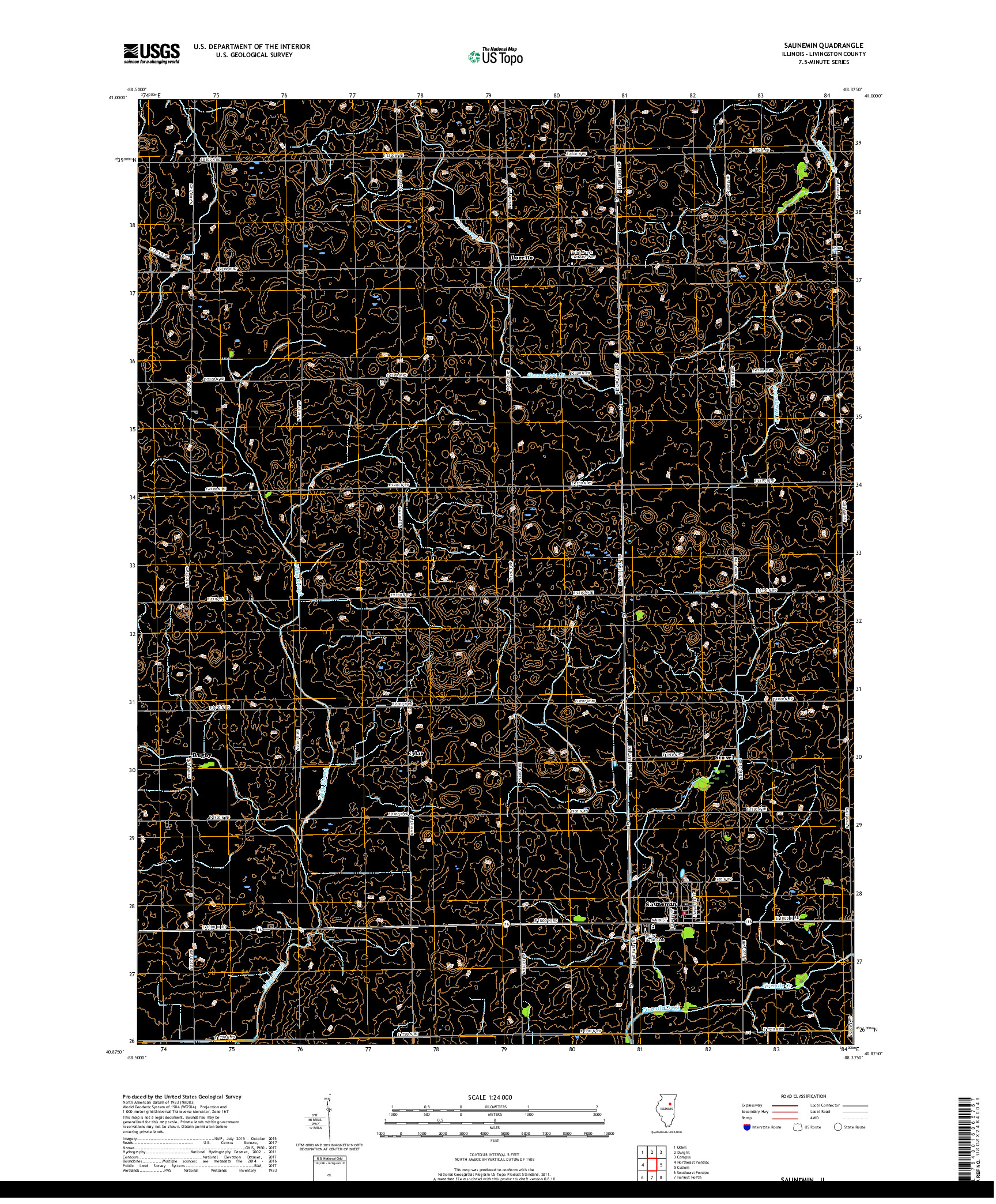 USGS US TOPO 7.5-MINUTE MAP FOR SAUNEMIN, IL 2018