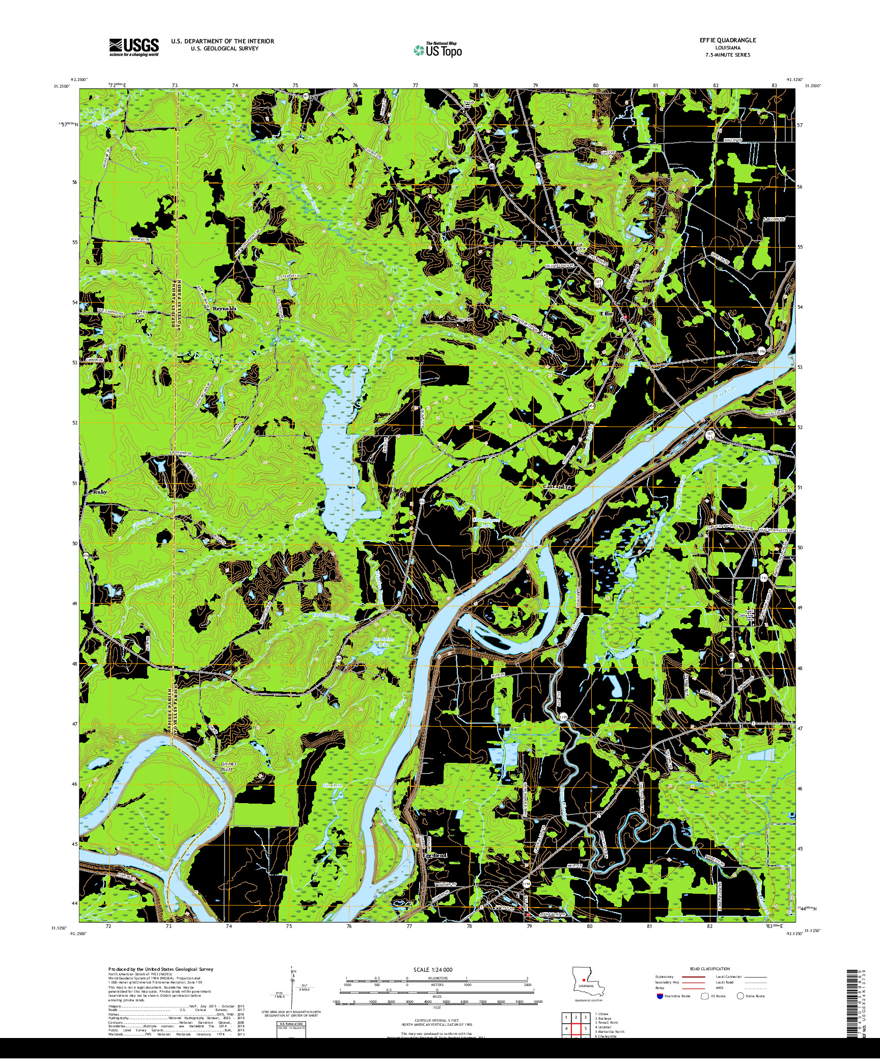 USGS US TOPO 7.5-MINUTE MAP FOR EFFIE, LA 2018