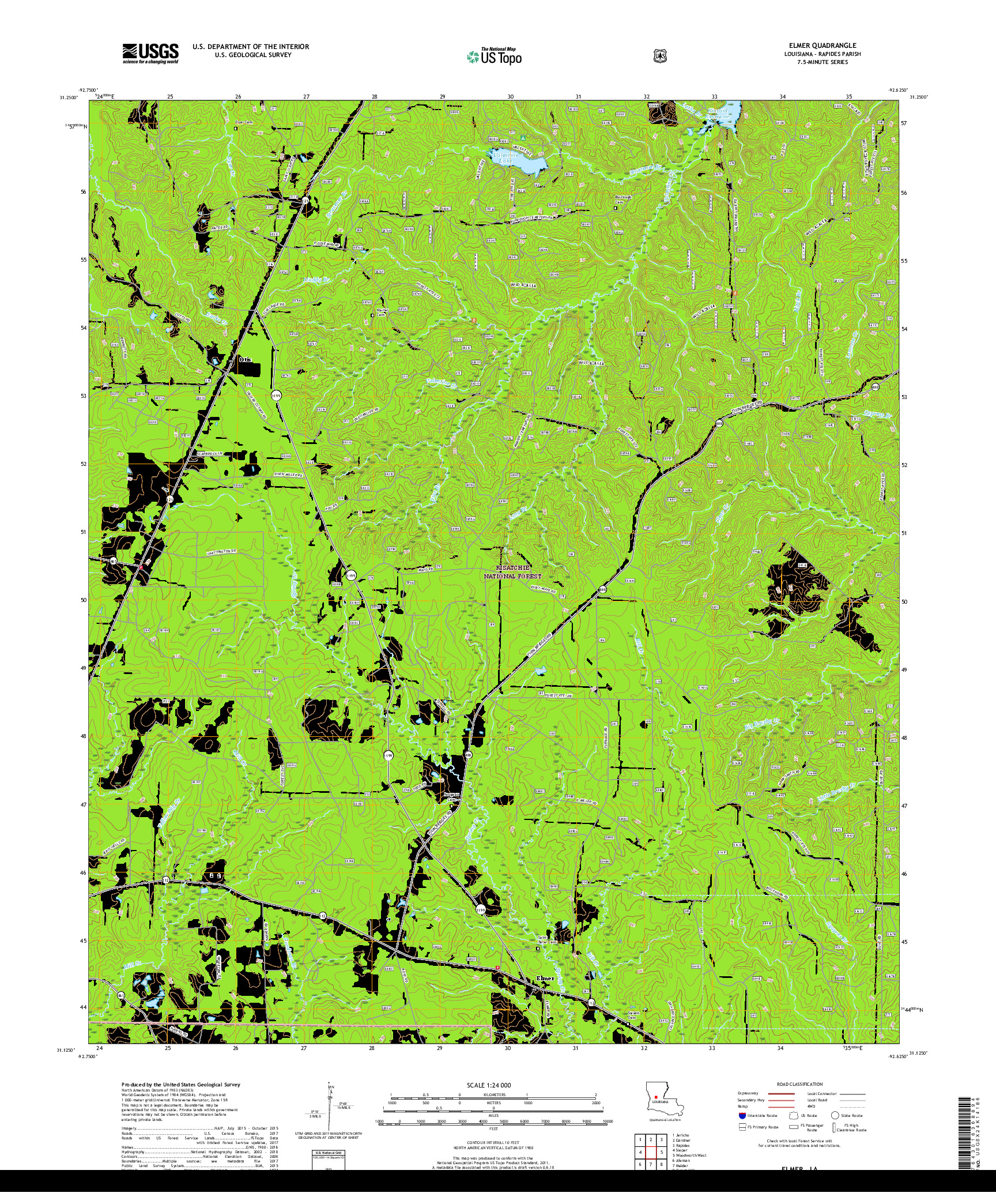 USGS US TOPO 7.5-MINUTE MAP FOR ELMER, LA 2018