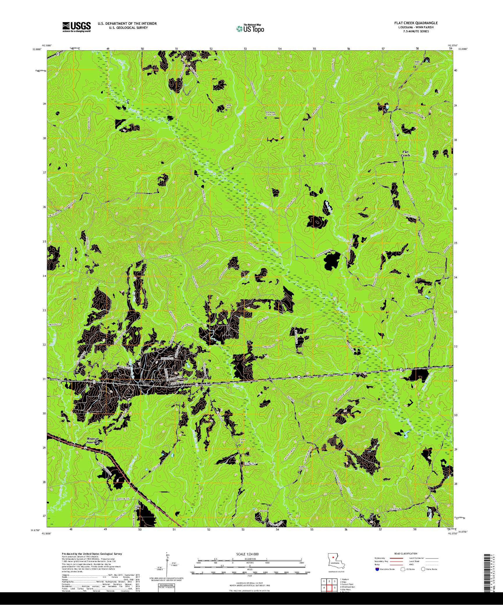 USGS US TOPO 7.5-MINUTE MAP FOR FLAT CREEK, LA 2018