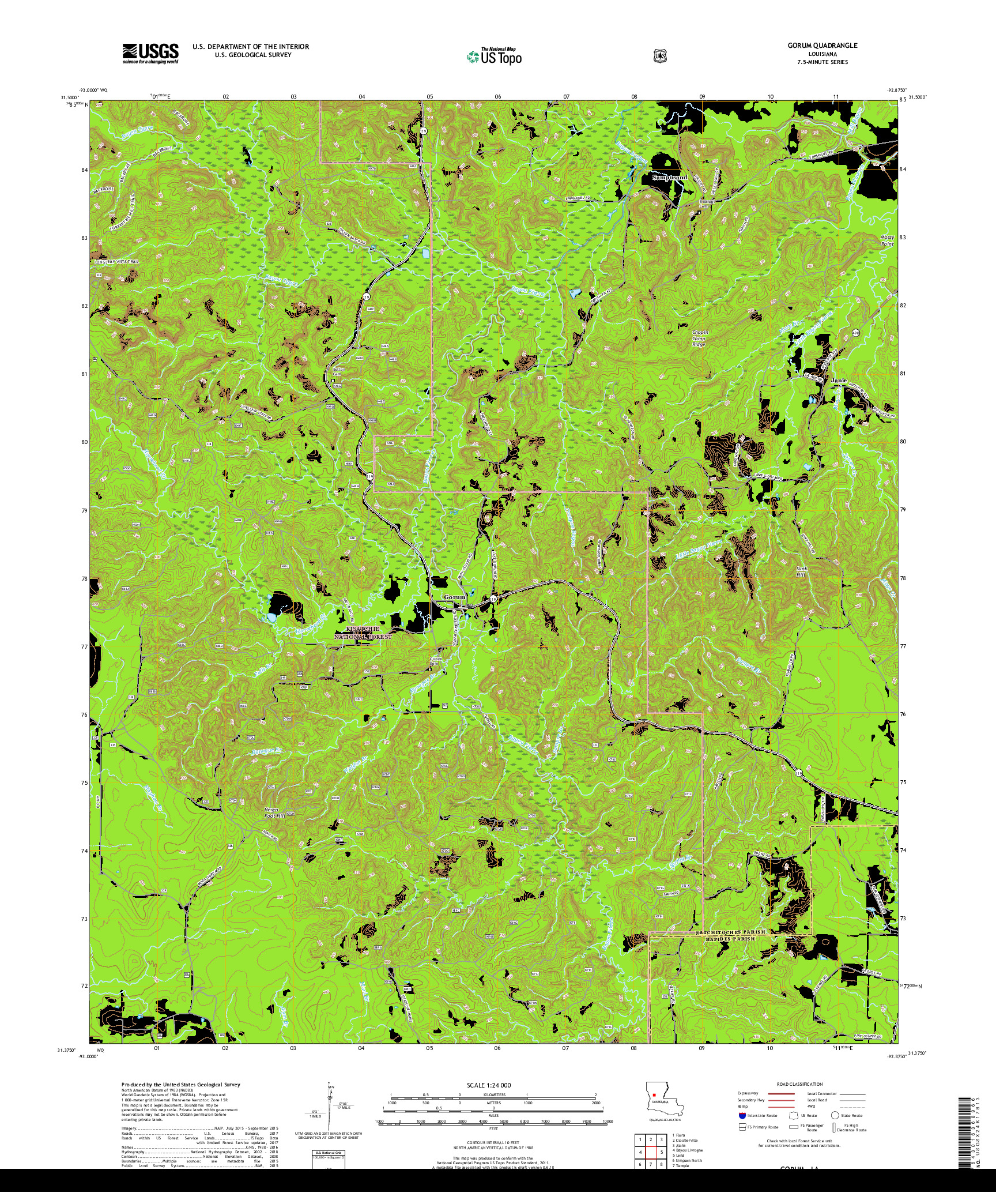 USGS US TOPO 7.5-MINUTE MAP FOR GORUM, LA 2018