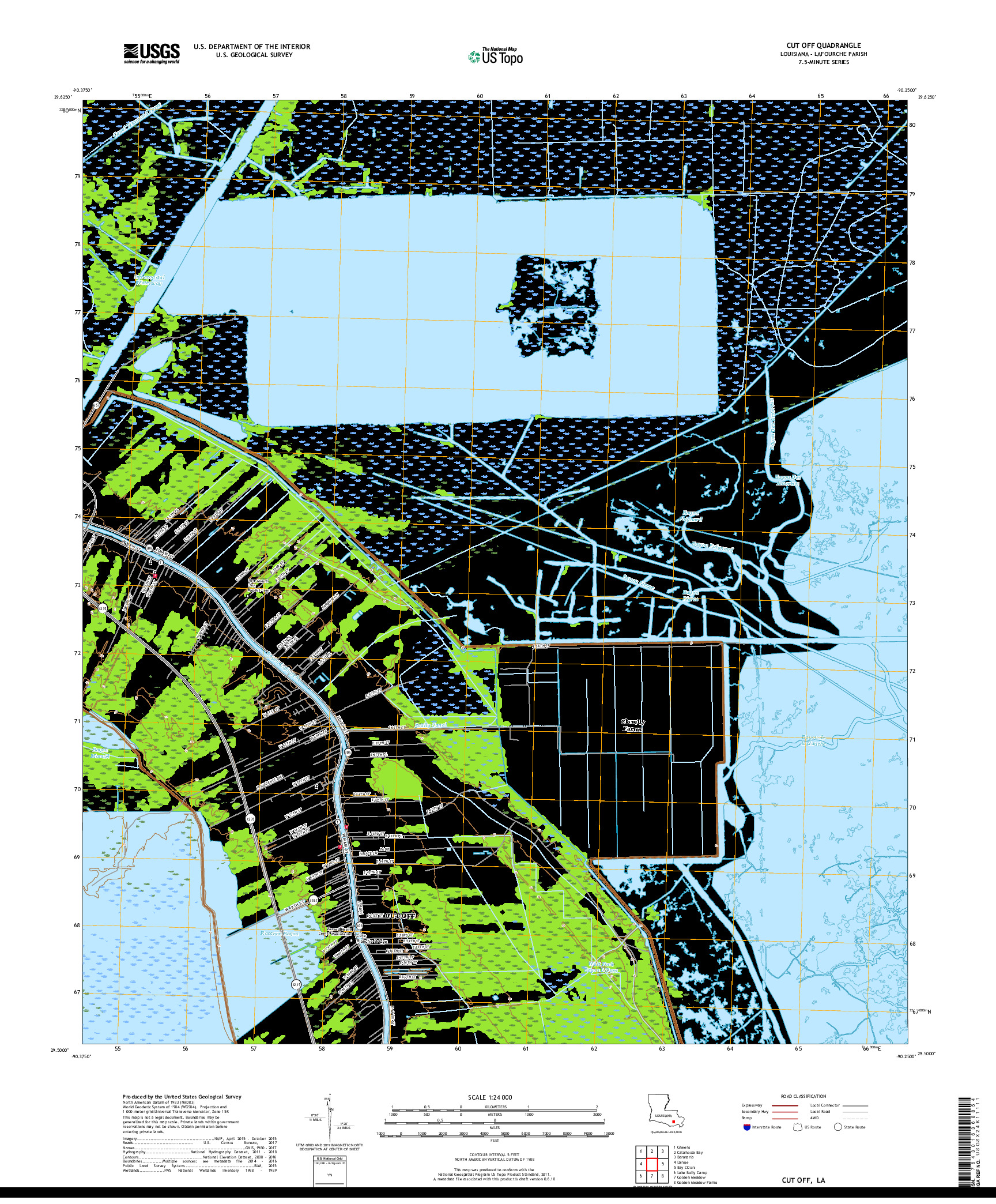 USGS US TOPO 7.5-MINUTE MAP FOR CUT OFF, LA 2018