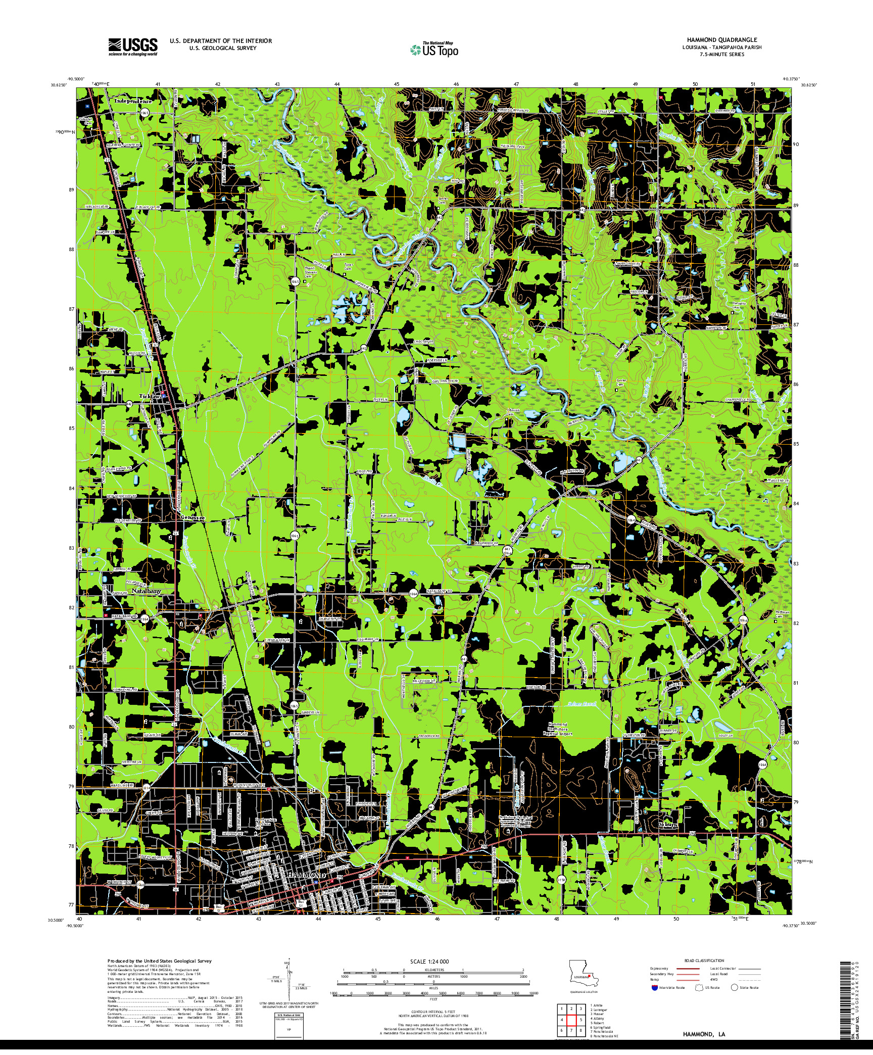 USGS US TOPO 7.5-MINUTE MAP FOR HAMMOND, LA 2018