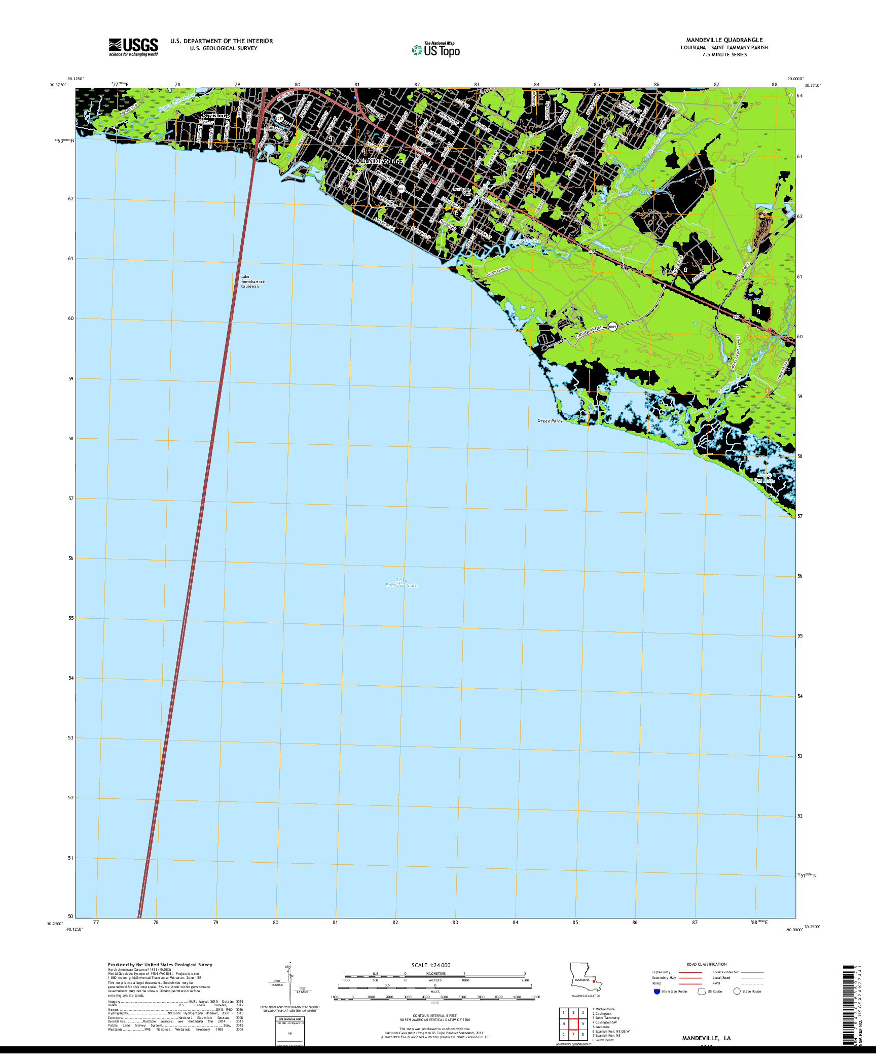 USGS US TOPO 7.5-MINUTE MAP FOR MANDEVILLE, LA 2018