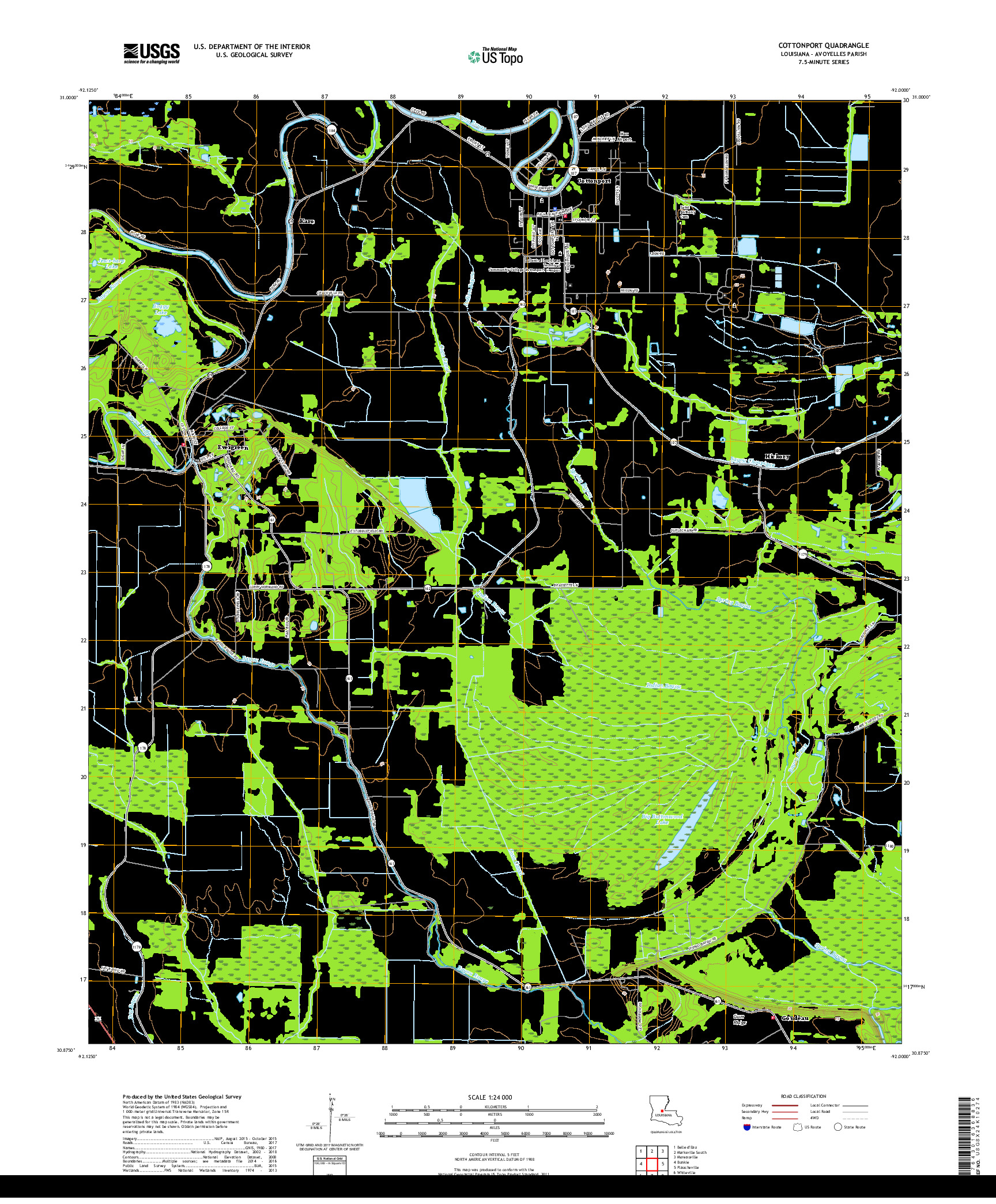 USGS US TOPO 7.5-MINUTE MAP FOR COTTONPORT, LA 2018