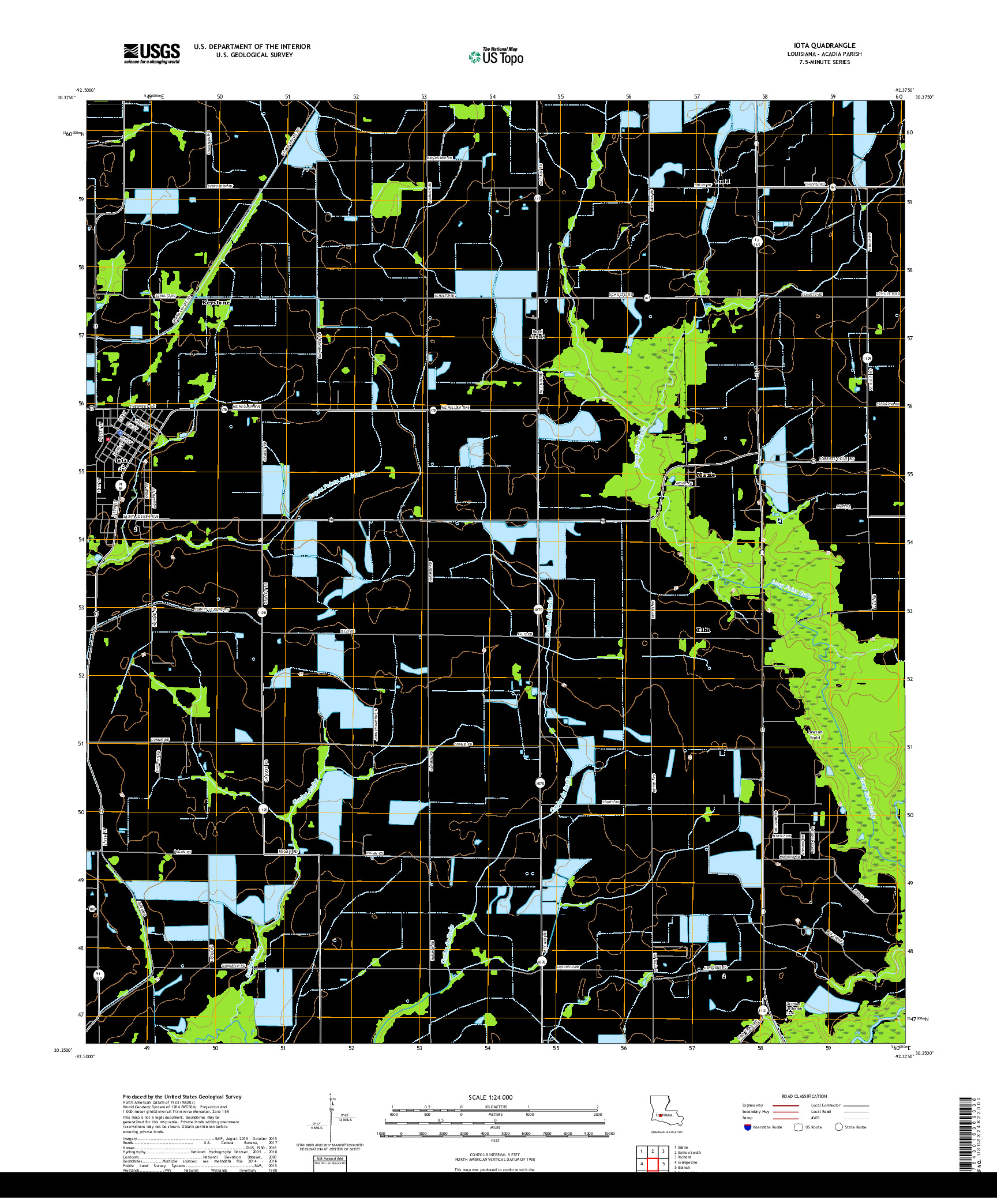 USGS US TOPO 7.5-MINUTE MAP FOR IOTA, LA 2018