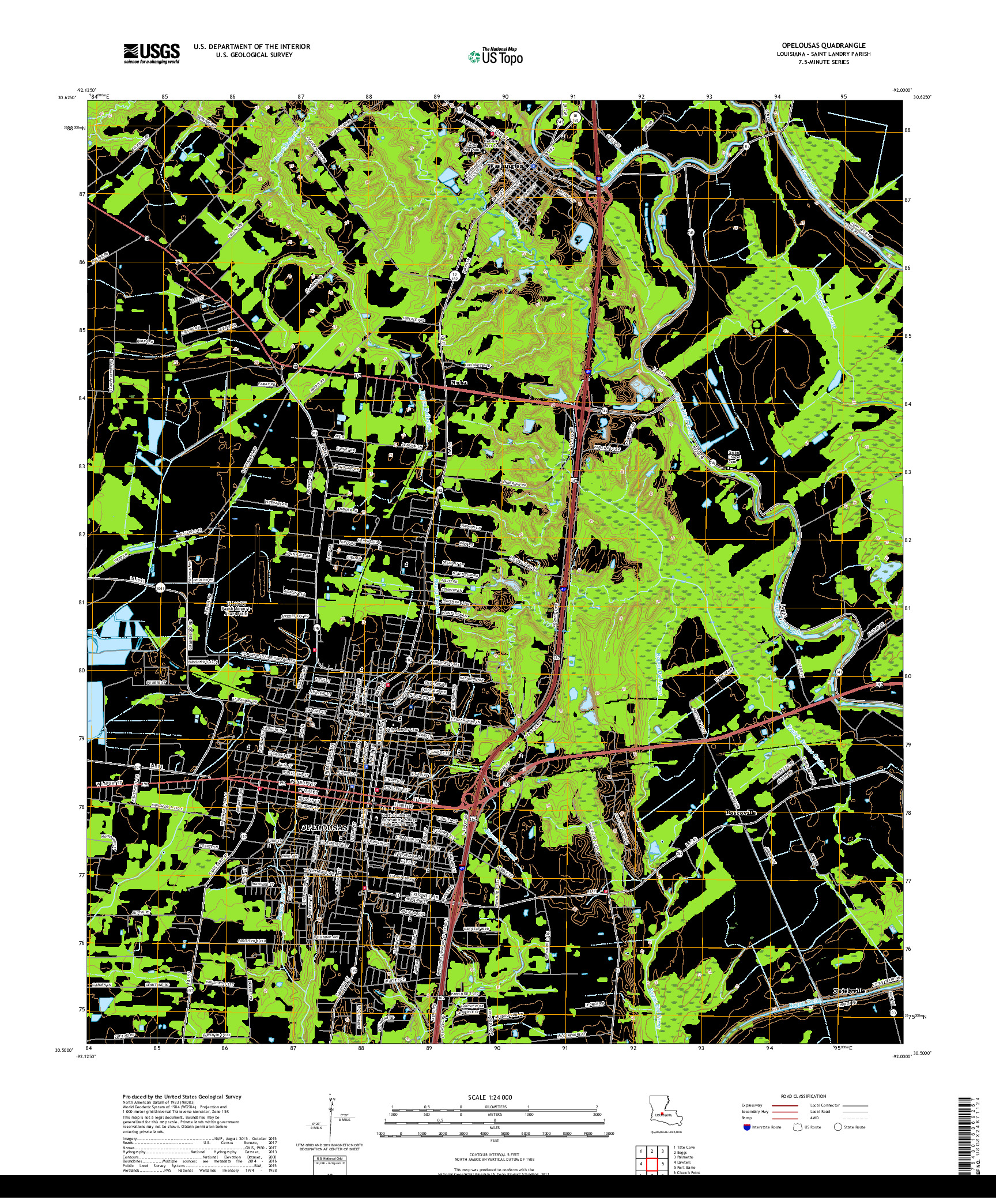 USGS US TOPO 7.5-MINUTE MAP FOR OPELOUSAS, LA 2018