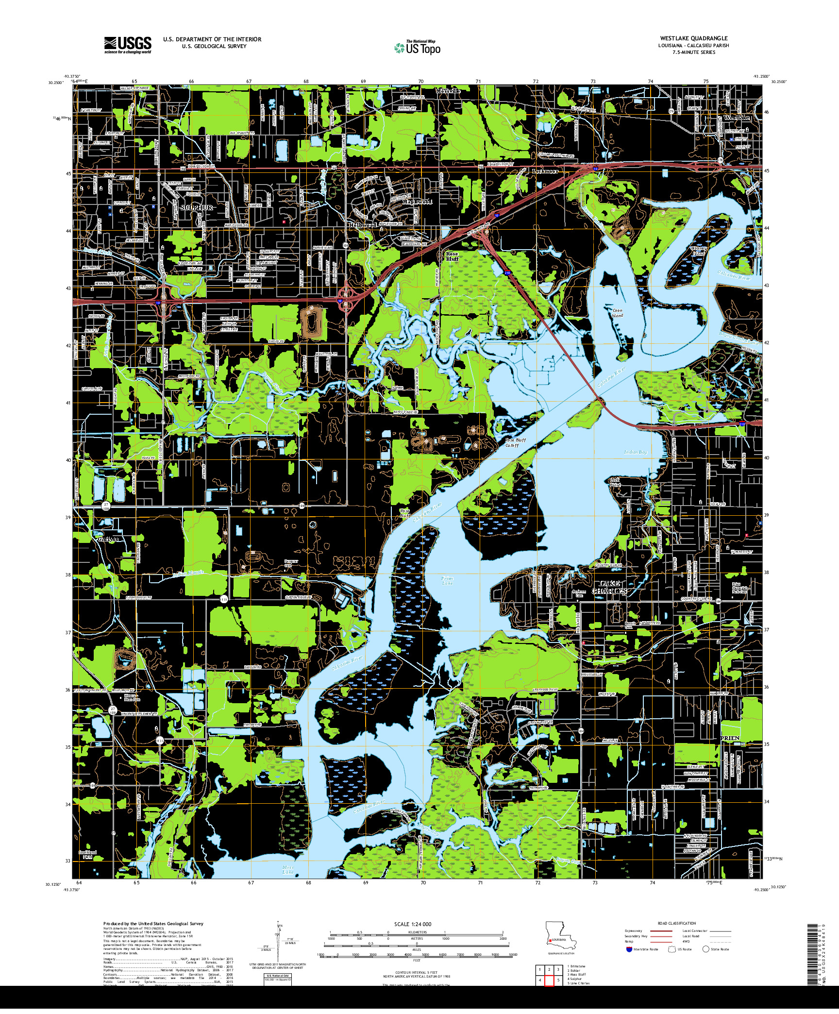 USGS US TOPO 7.5-MINUTE MAP FOR WESTLAKE, LA 2018