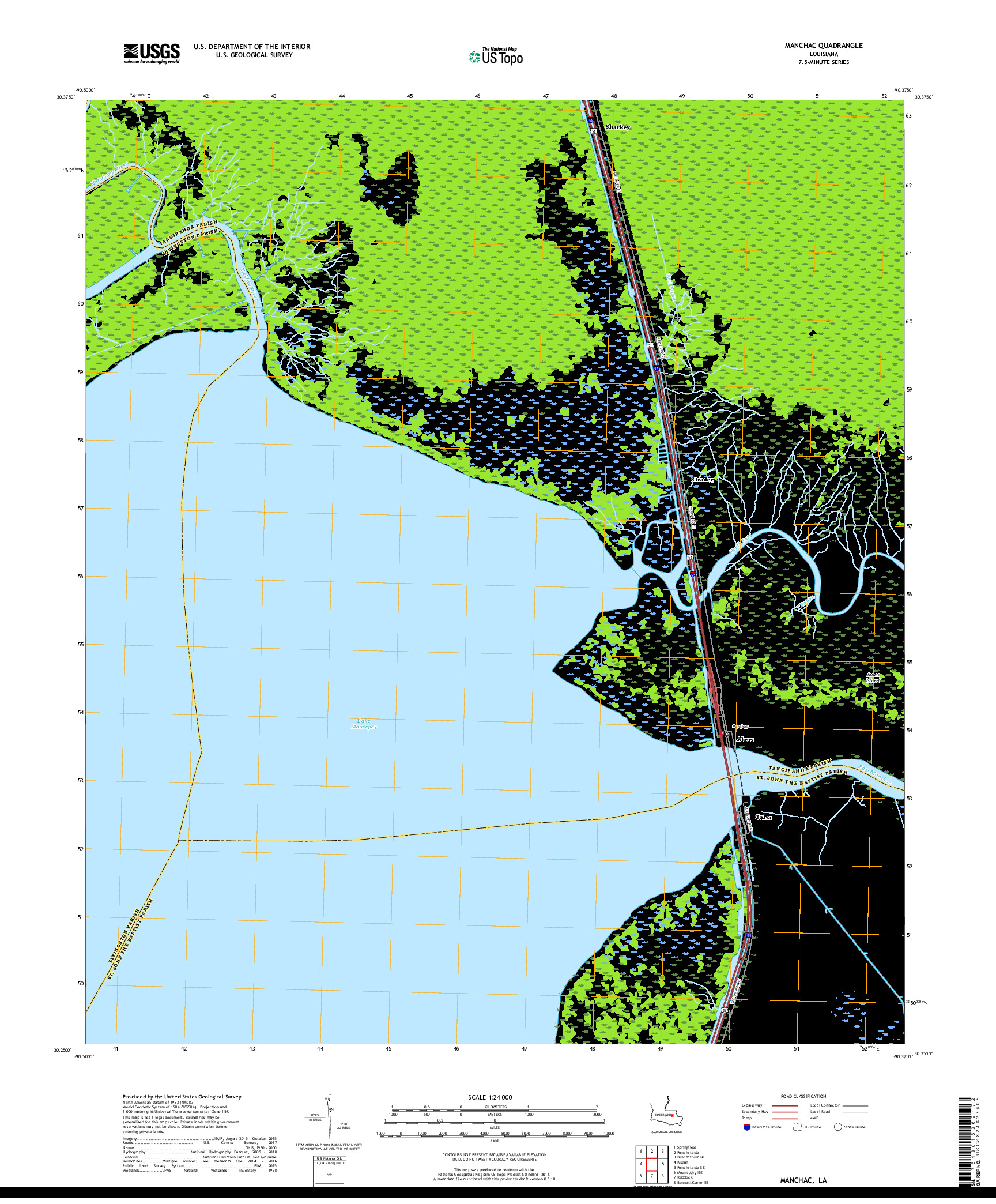 USGS US TOPO 7.5-MINUTE MAP FOR MANCHAC, LA 2018