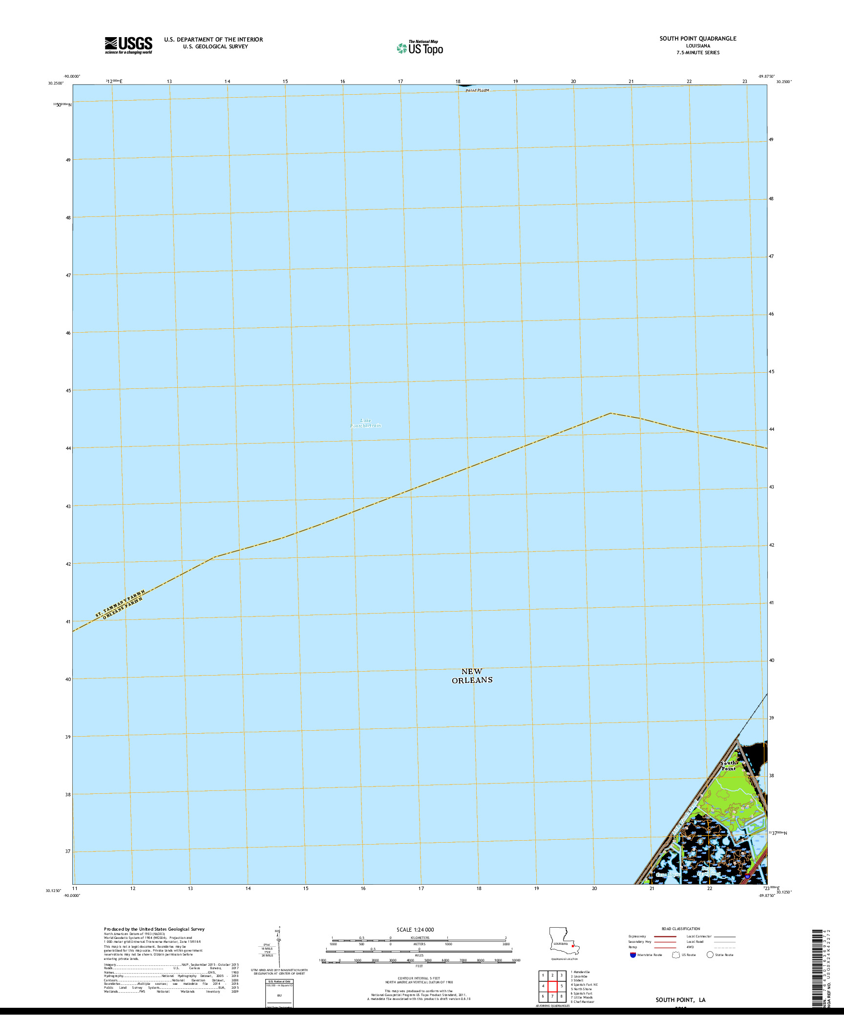 USGS US TOPO 7.5-MINUTE MAP FOR SOUTH POINT, LA 2018