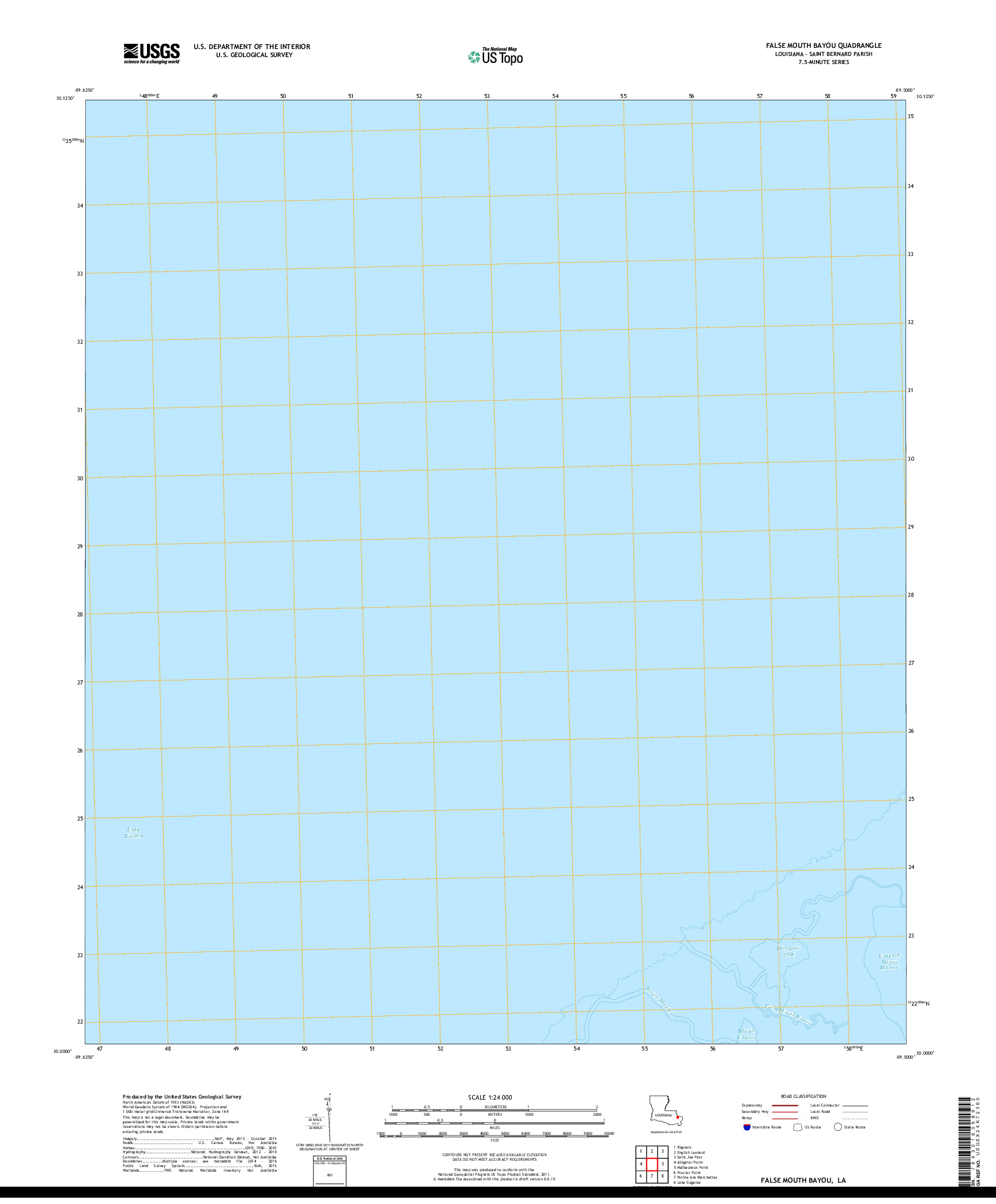 USGS US TOPO 7.5-MINUTE MAP FOR FALSE MOUTH BAYOU, LA 2018