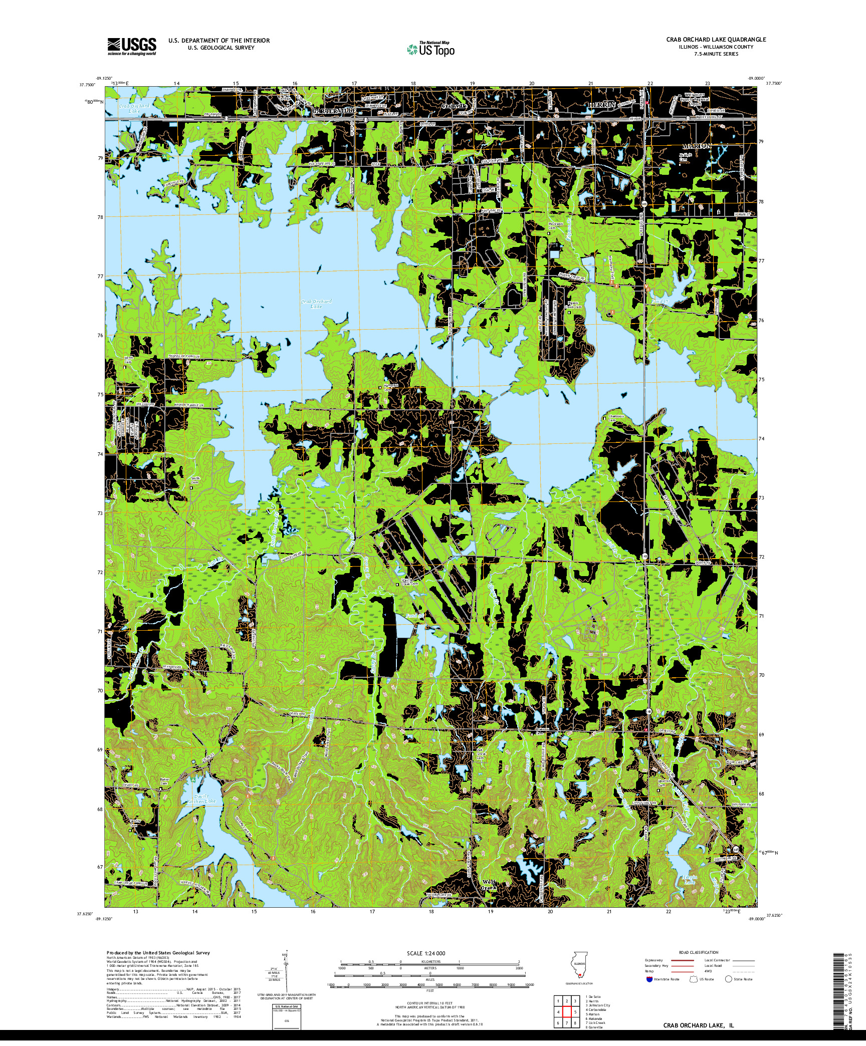 USGS US TOPO 7.5-MINUTE MAP FOR CRAB ORCHARD LAKE, IL 2018