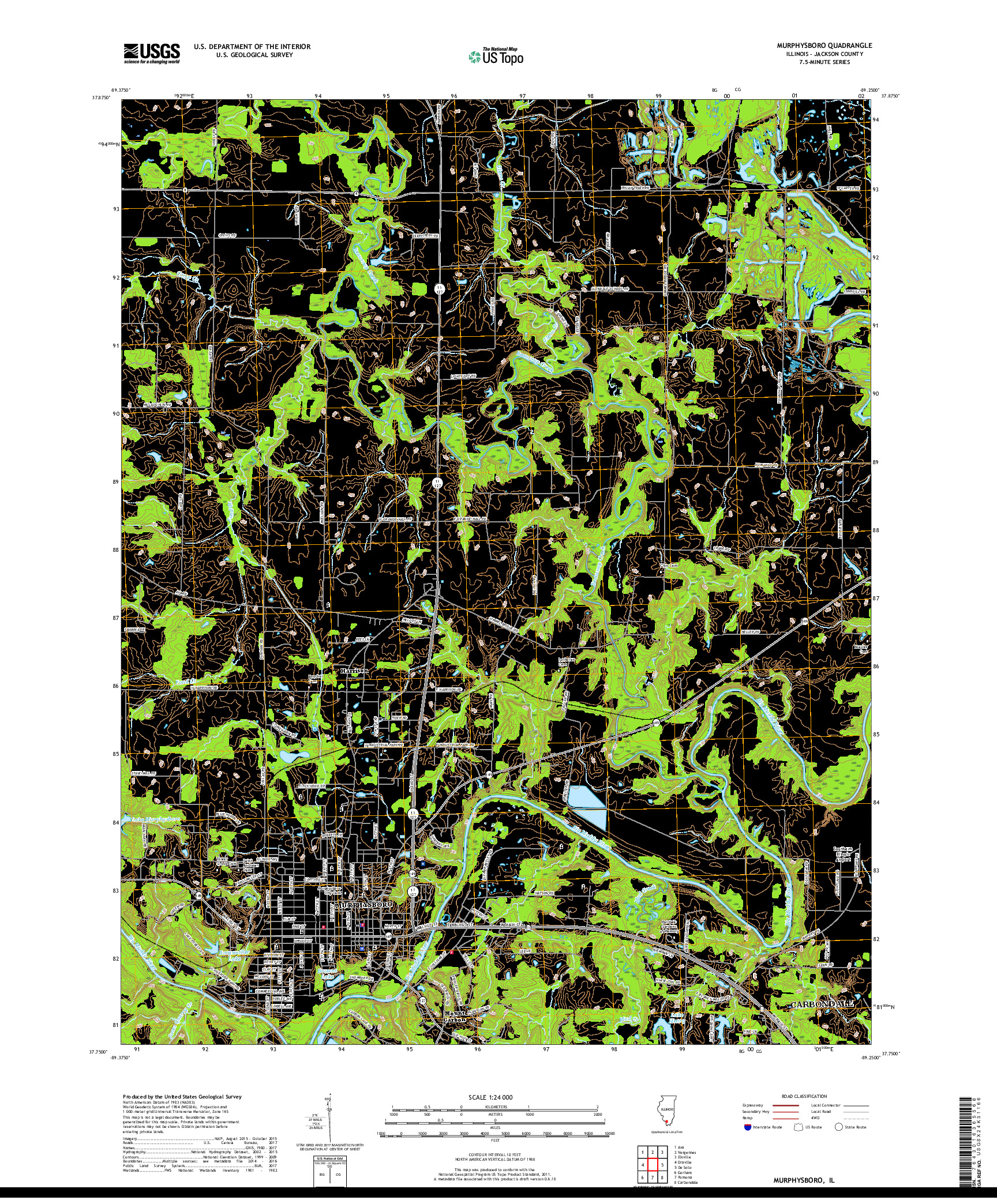 USGS US TOPO 7.5-MINUTE MAP FOR MURPHYSBORO, IL 2018