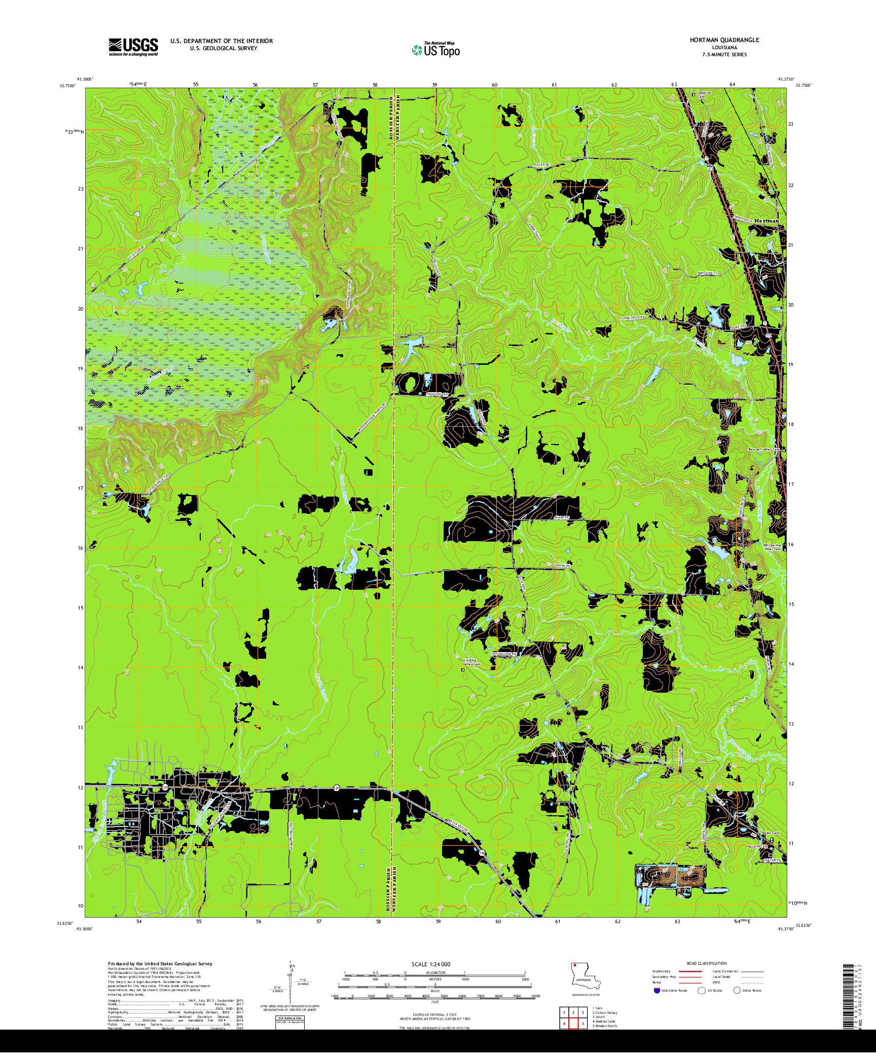 USGS US TOPO 7.5-MINUTE MAP FOR HORTMAN, LA 2018