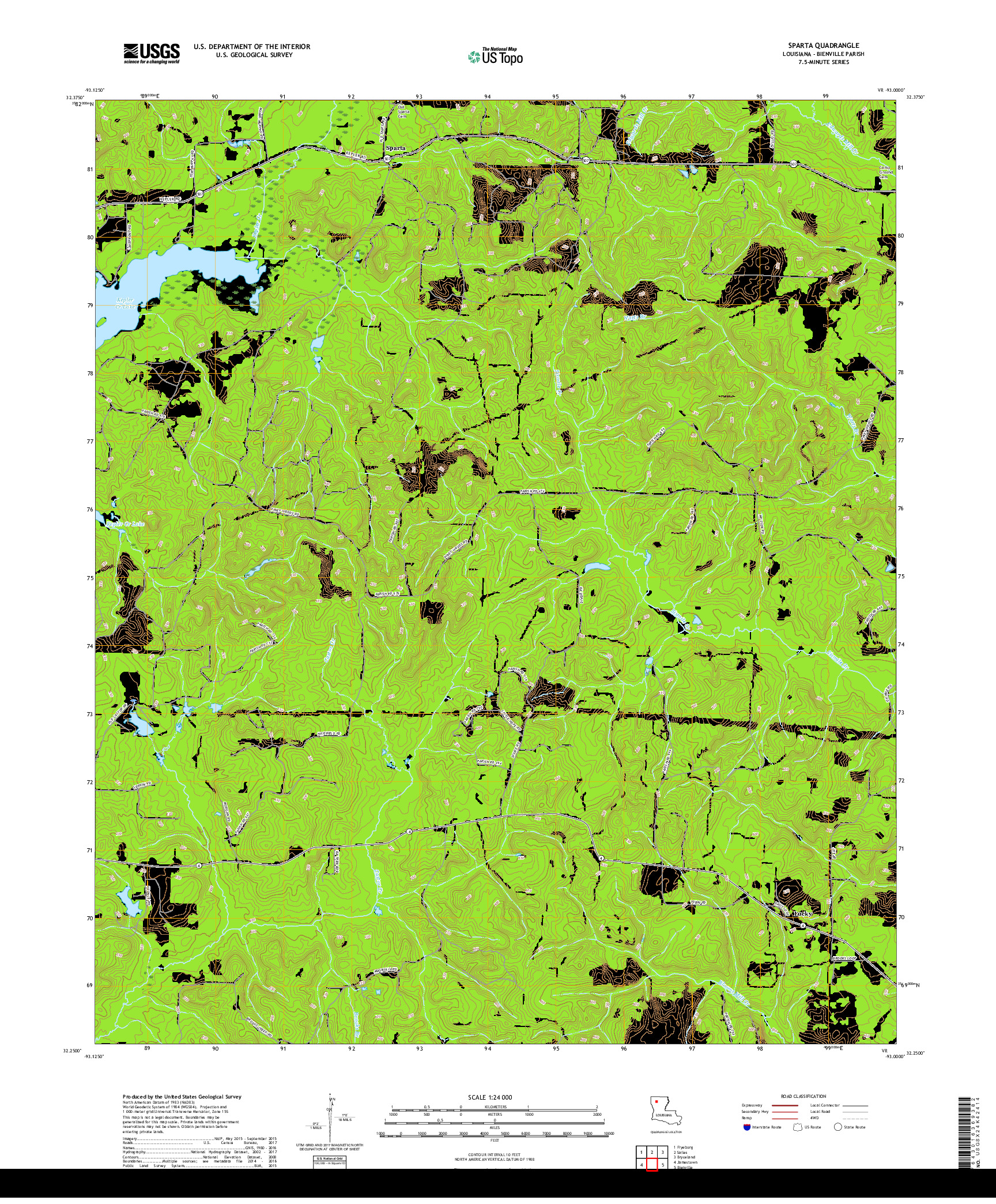 USGS US TOPO 7.5-MINUTE MAP FOR SPARTA, LA 2018