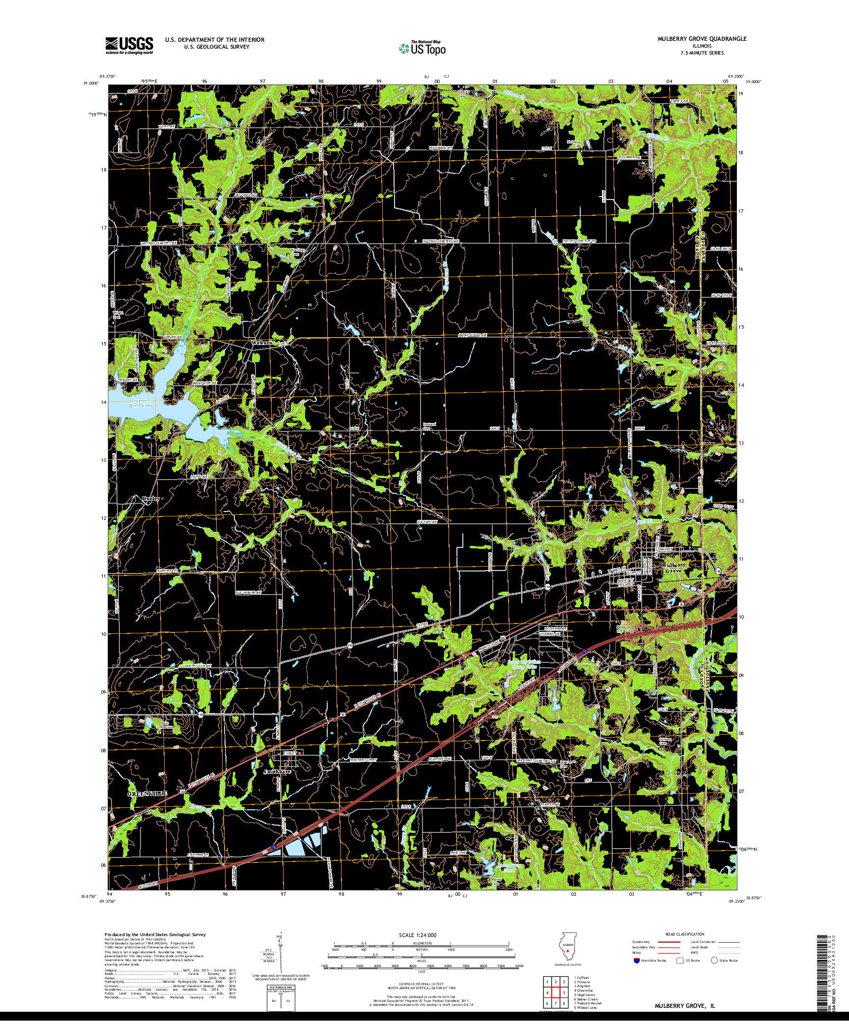 USGS US TOPO 7.5-MINUTE MAP FOR MULBERRY GROVE, IL 2018