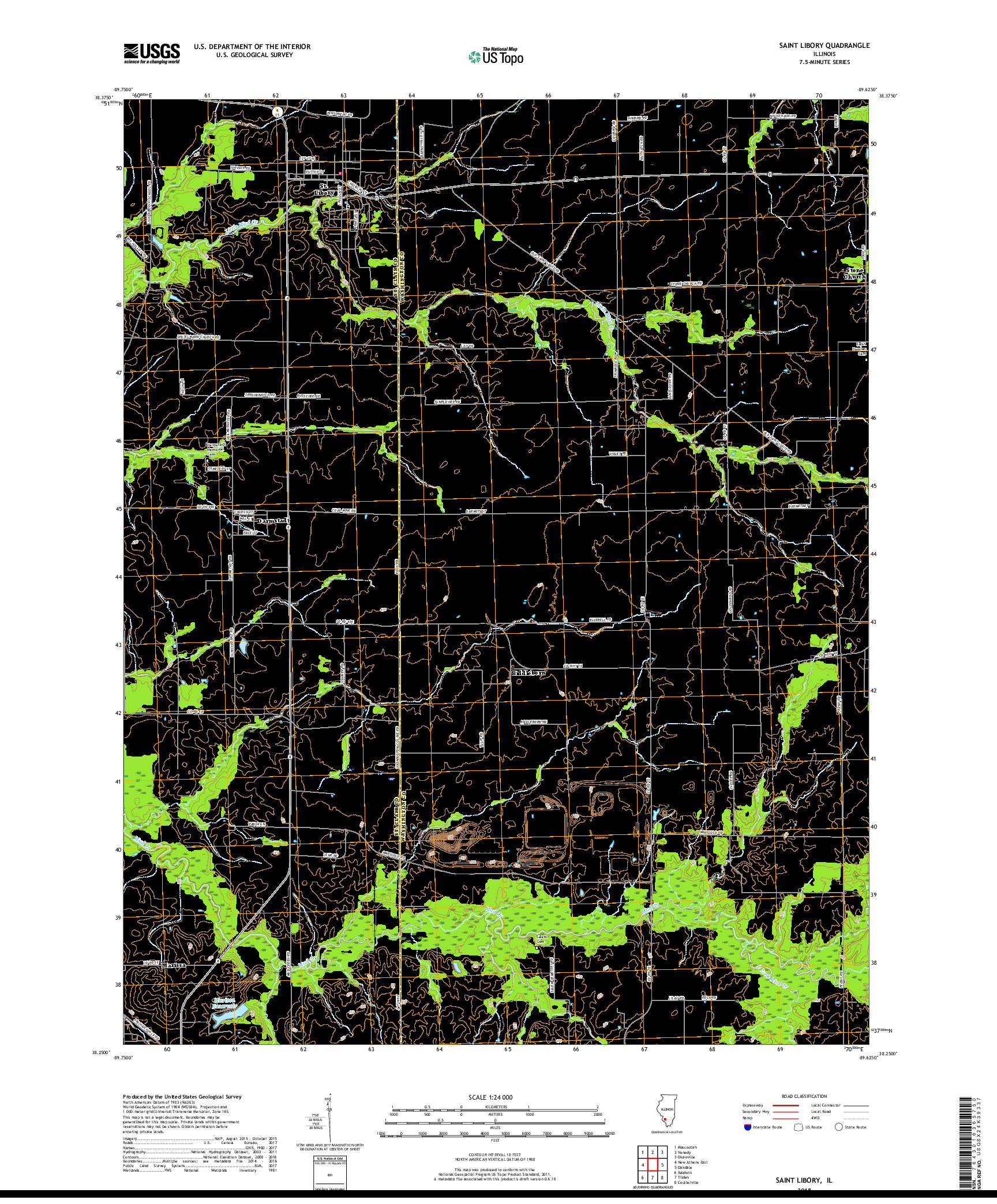 USGS US TOPO 7.5-MINUTE MAP FOR SAINT LIBORY, IL 2018