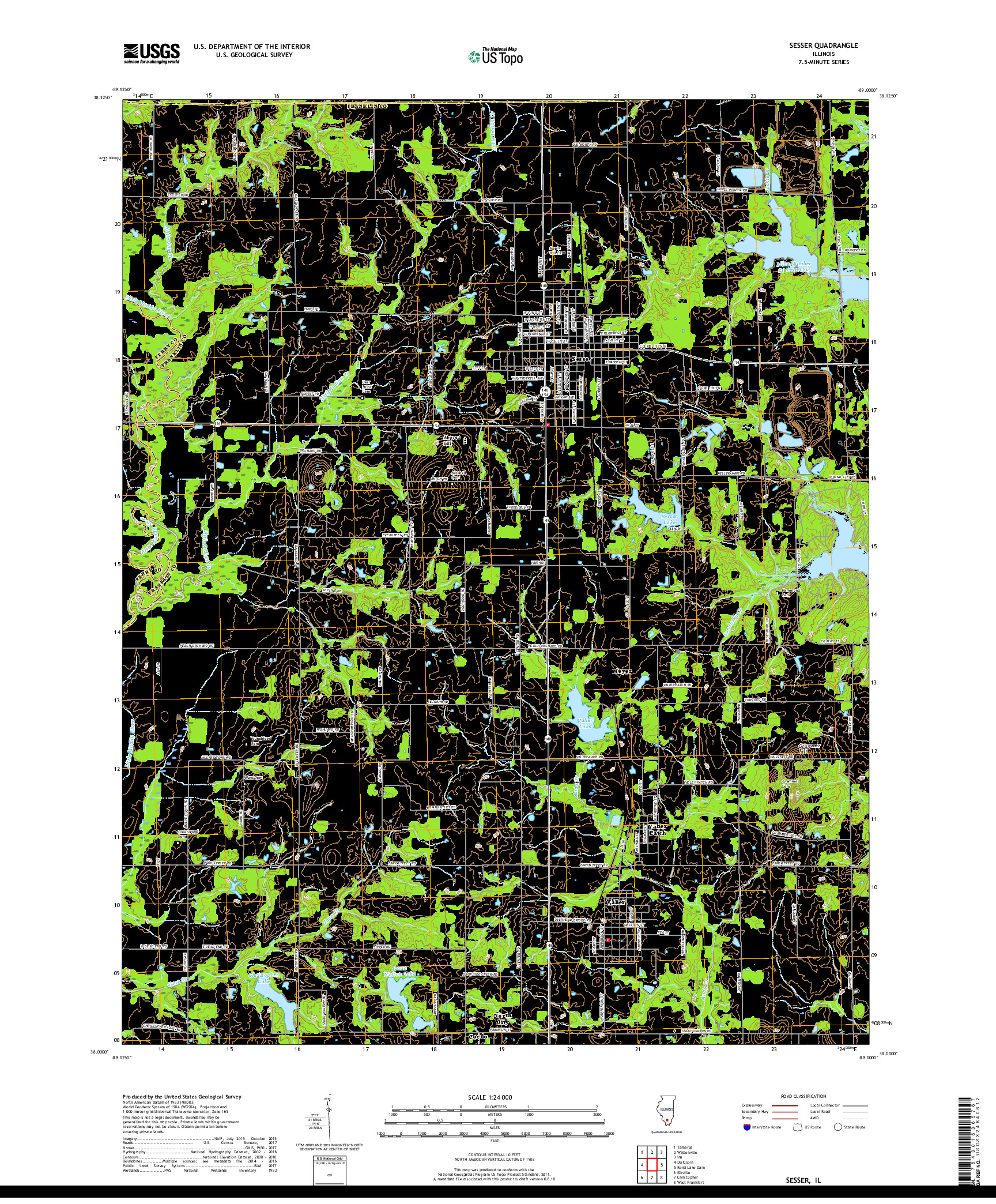 USGS US TOPO 7.5-MINUTE MAP FOR SESSER, IL 2018