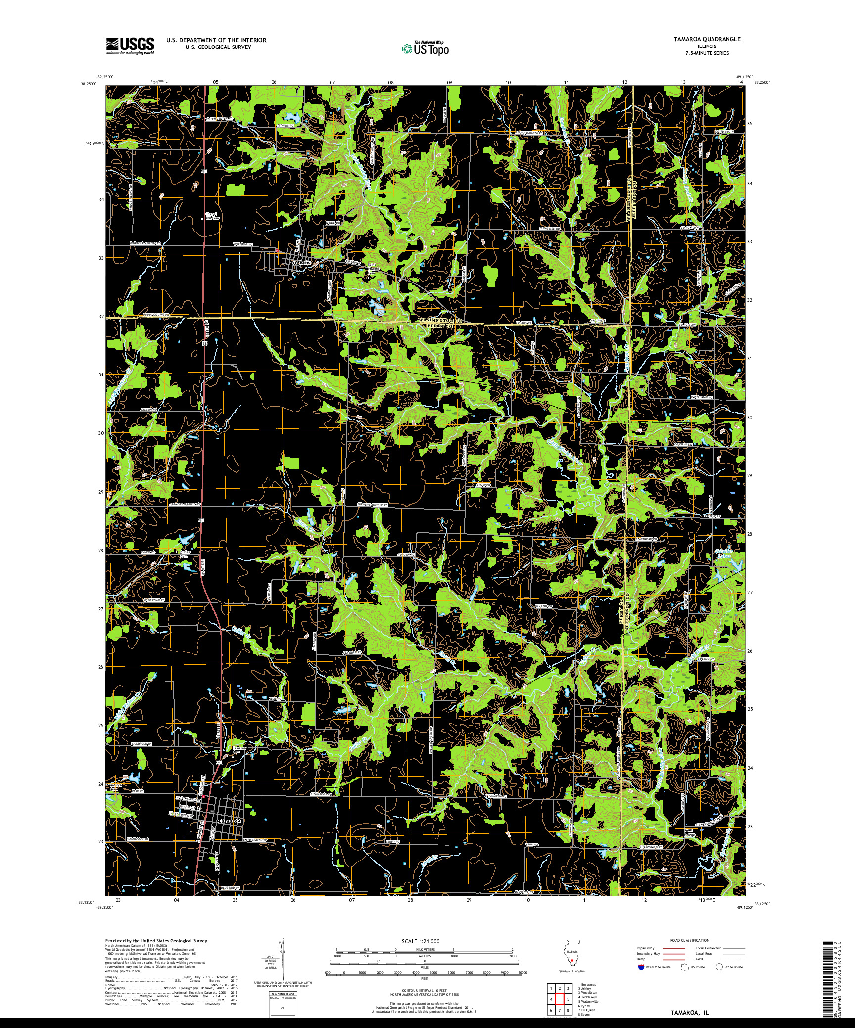 USGS US TOPO 7.5-MINUTE MAP FOR TAMAROA, IL 2018