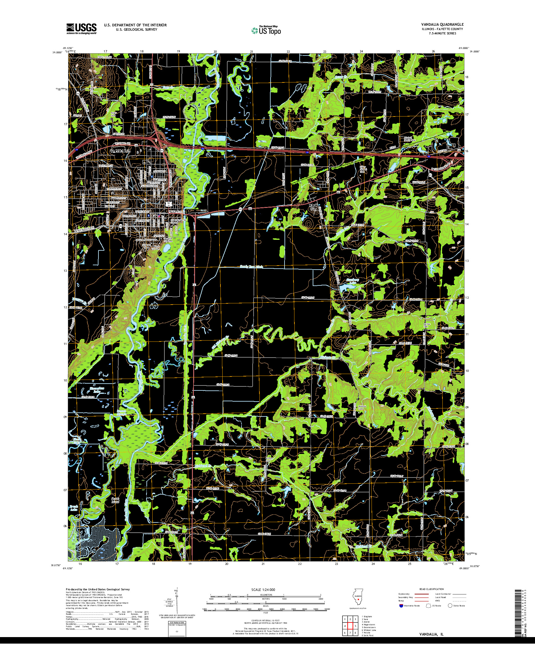 USGS US TOPO 7.5-MINUTE MAP FOR VANDALIA, IL 2018