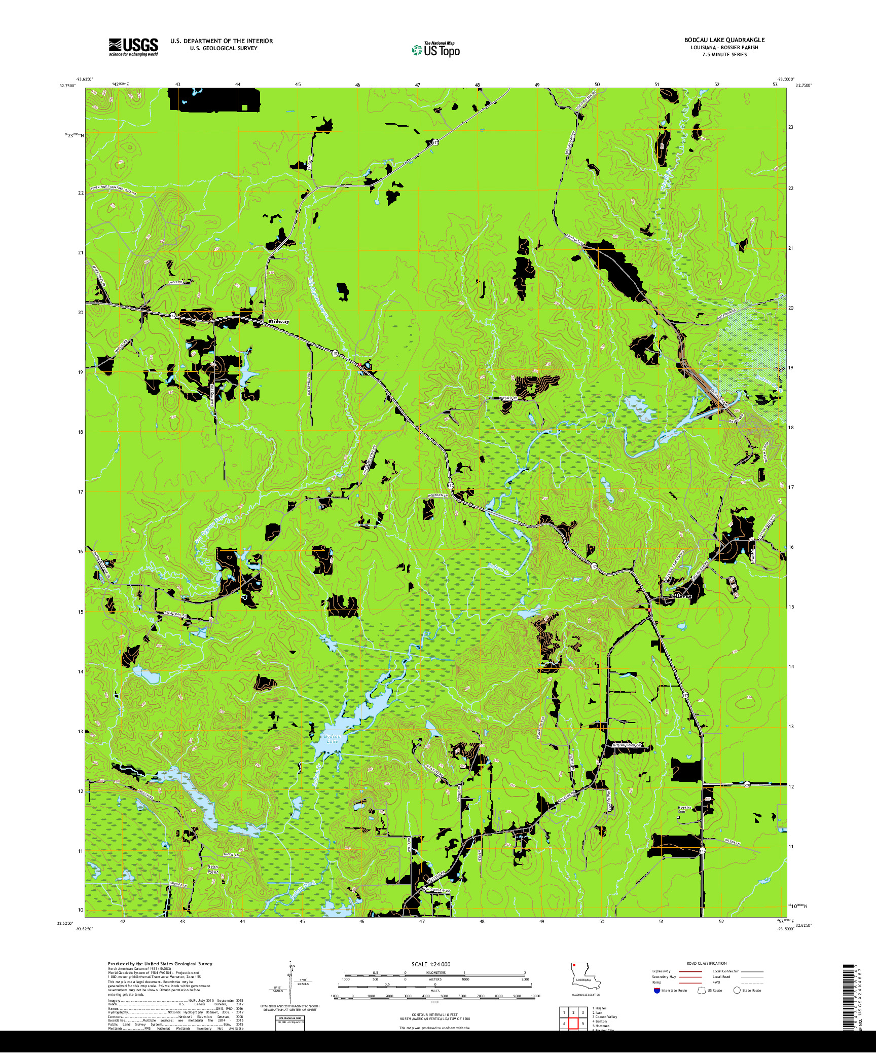 USGS US TOPO 7.5-MINUTE MAP FOR BODCAU LAKE, LA 2018