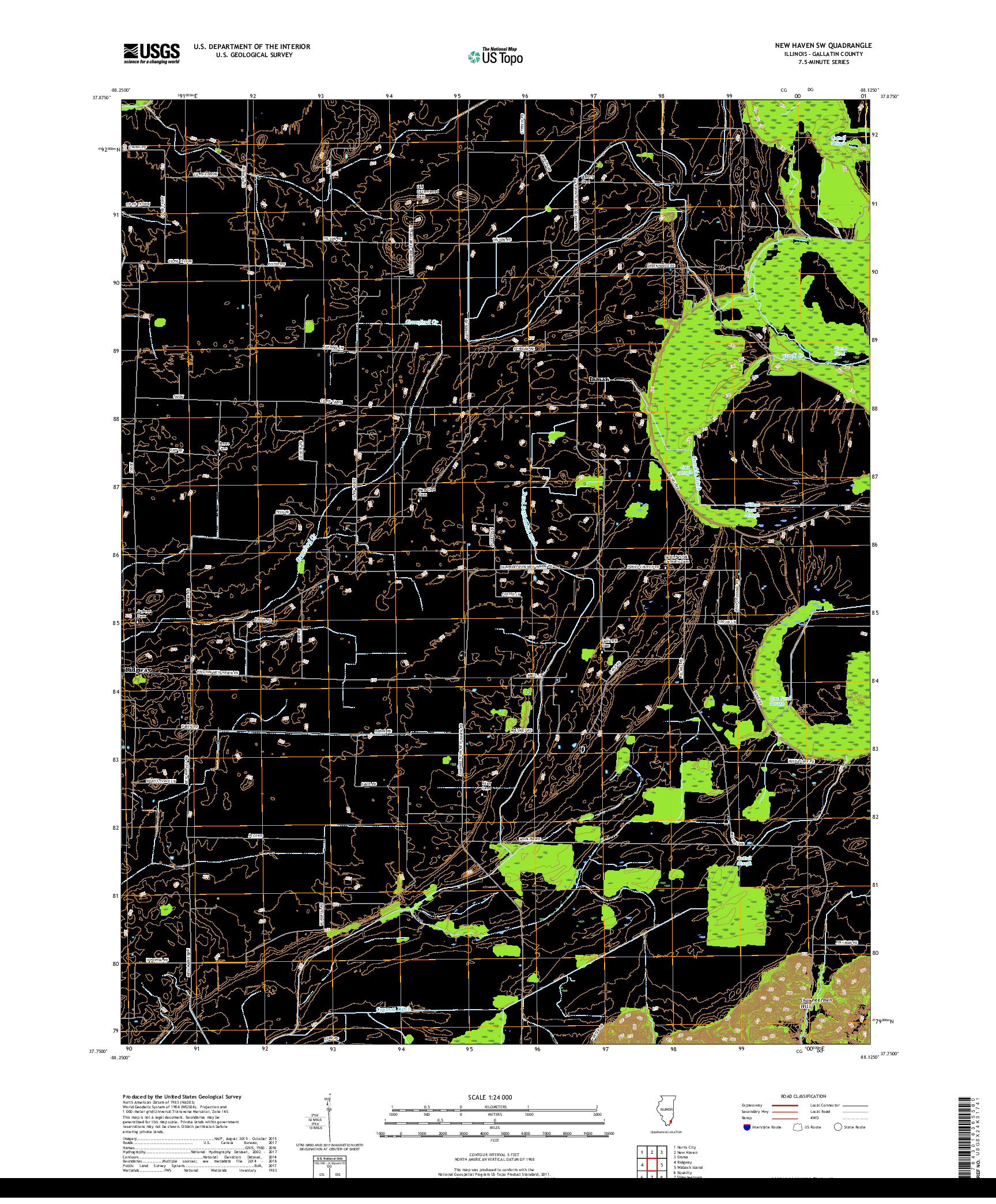 USGS US TOPO 7.5-MINUTE MAP FOR NEW HAVEN SW, IL 2018