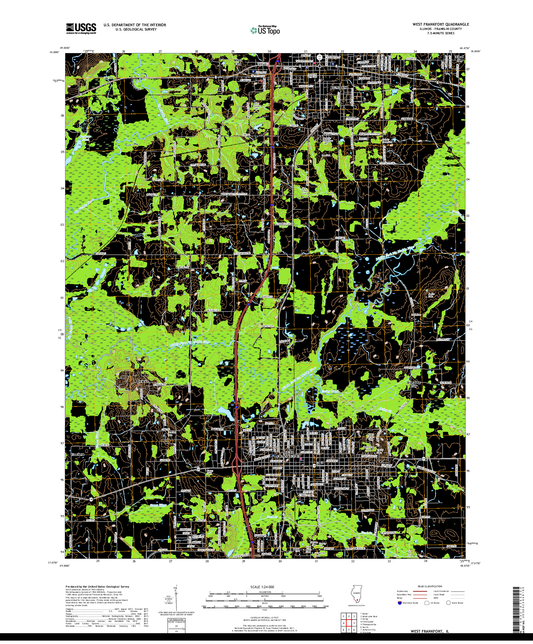 USGS US TOPO 7.5-MINUTE MAP FOR WEST FRANKFORT, IL 2018