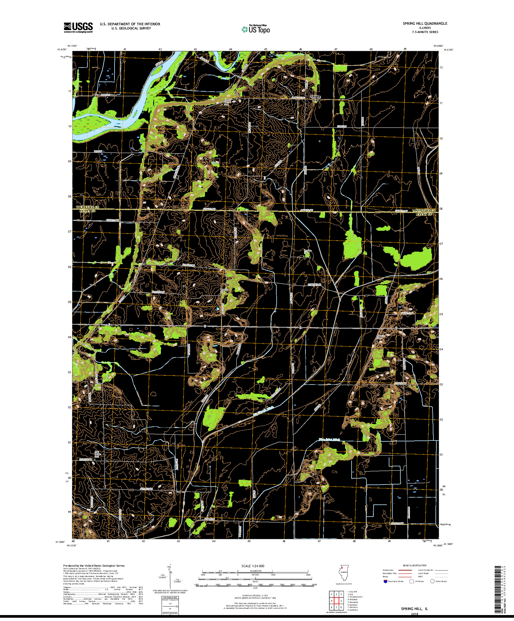 USGS US TOPO 7.5-MINUTE MAP FOR SPRING HILL, IL 2018