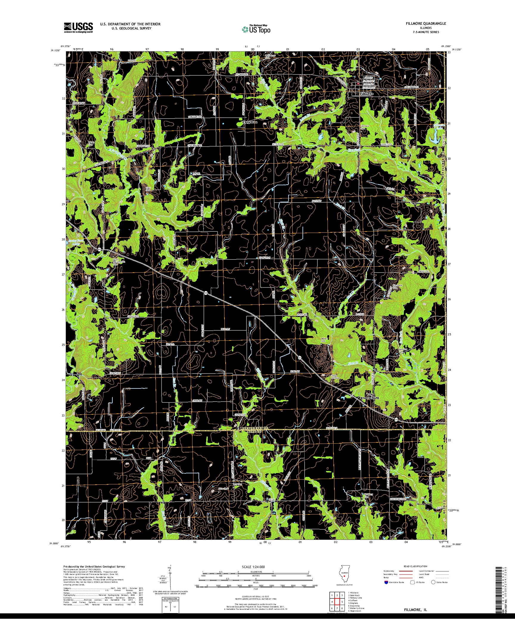 USGS US TOPO 7.5-MINUTE MAP FOR FILLMORE, IL 2018