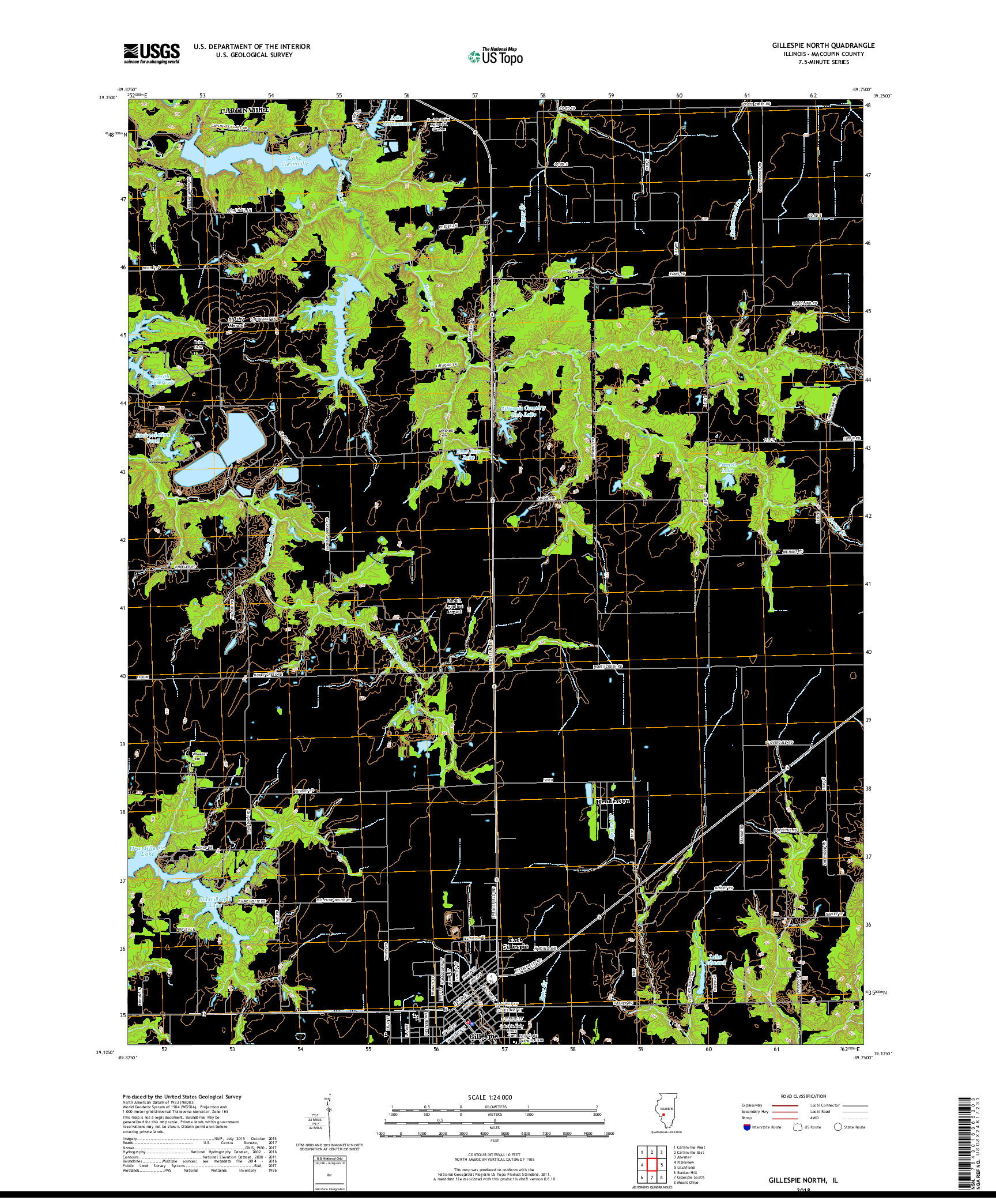 USGS US TOPO 7.5-MINUTE MAP FOR GILLESPIE NORTH, IL 2018