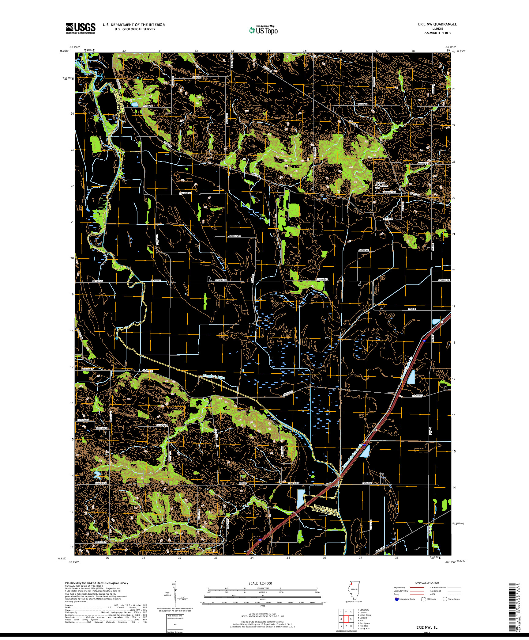 USGS US TOPO 7.5-MINUTE MAP FOR ERIE NW, IL 2018