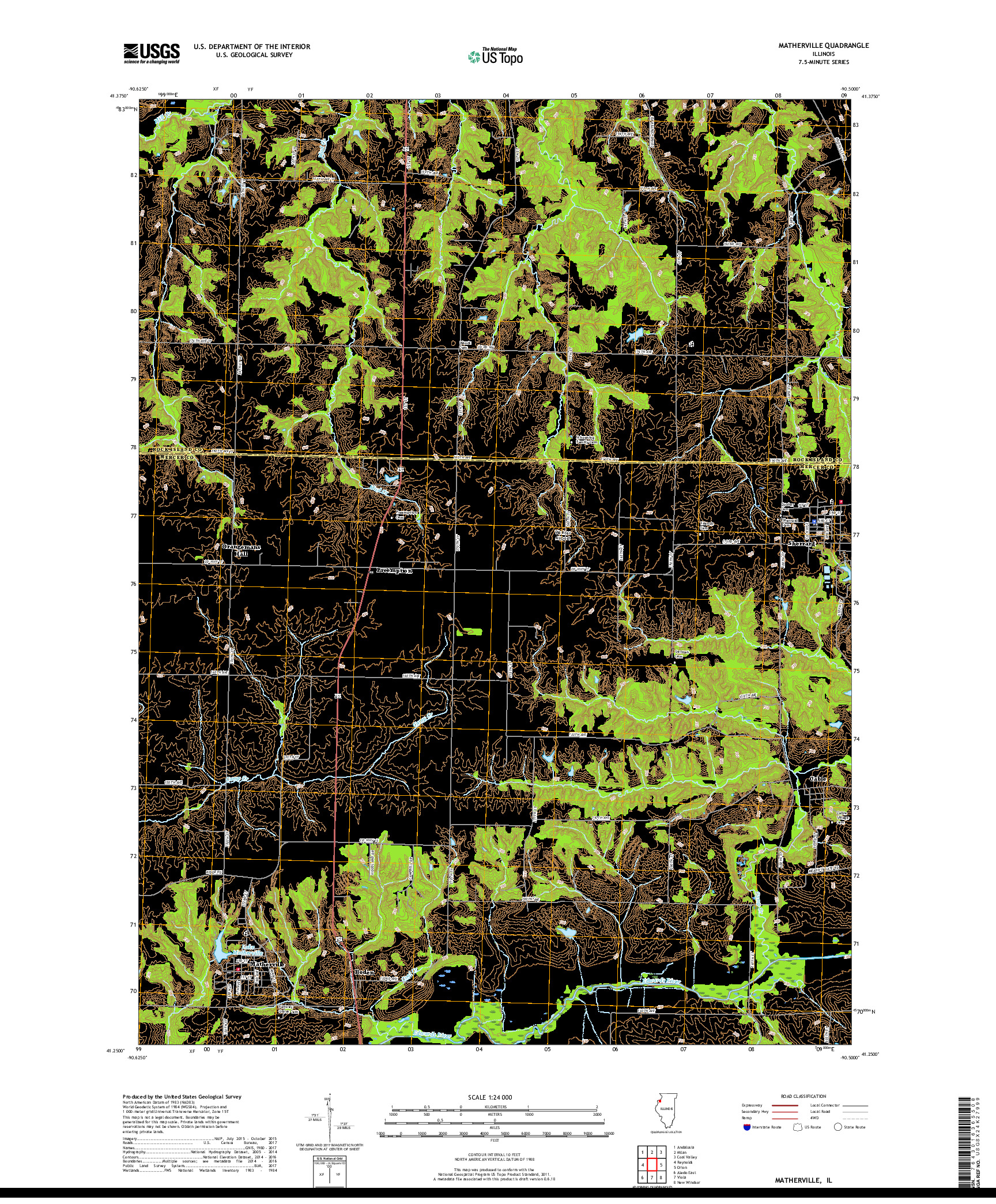 USGS US TOPO 7.5-MINUTE MAP FOR MATHERVILLE, IL 2018