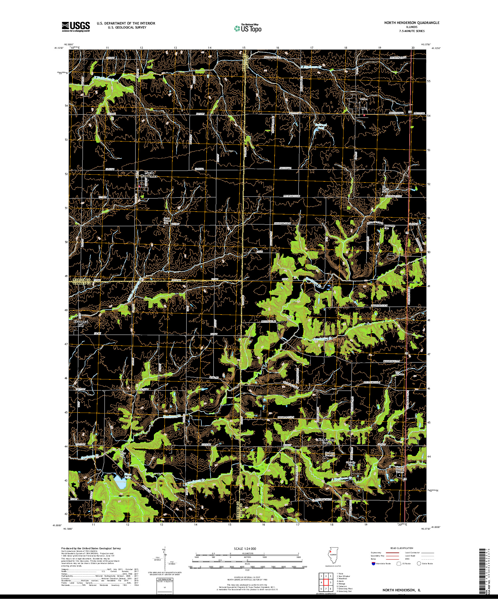 USGS US TOPO 7.5-MINUTE MAP FOR NORTH HENDERSON, IL 2018