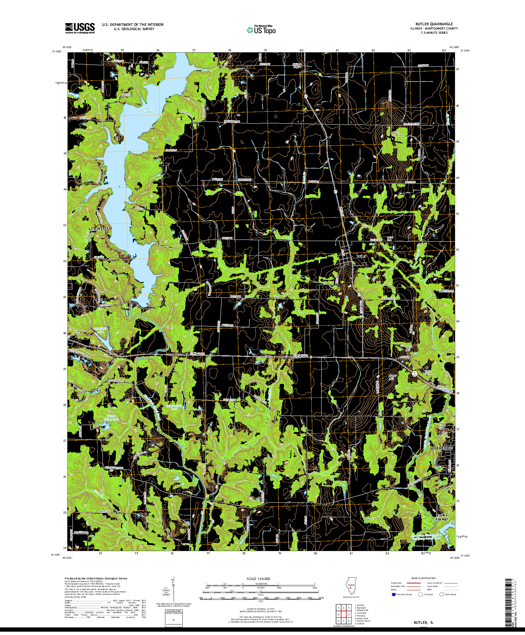 USGS US TOPO 7.5-MINUTE MAP FOR BUTLER, IL 2018