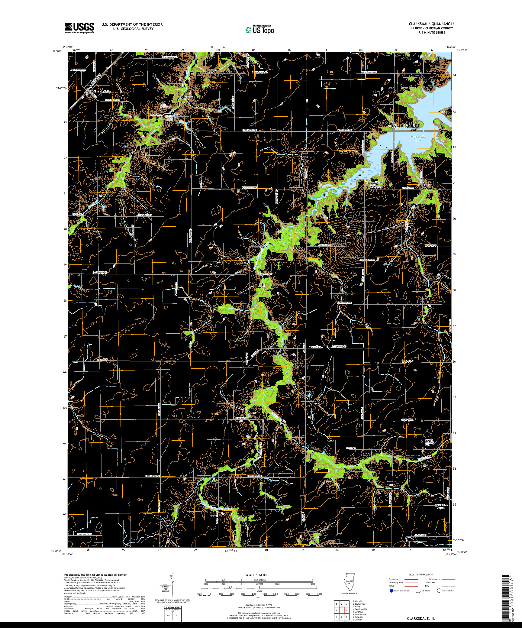 USGS US TOPO 7.5-MINUTE MAP FOR CLARKSDALE, IL 2018