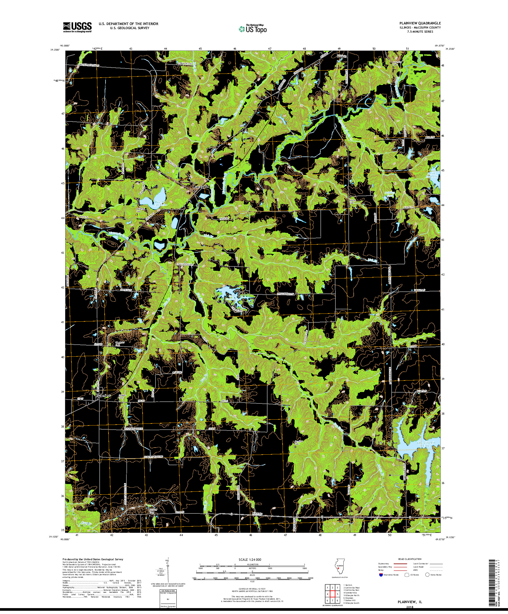 USGS US TOPO 7.5-MINUTE MAP FOR PLAINVIEW, IL 2018