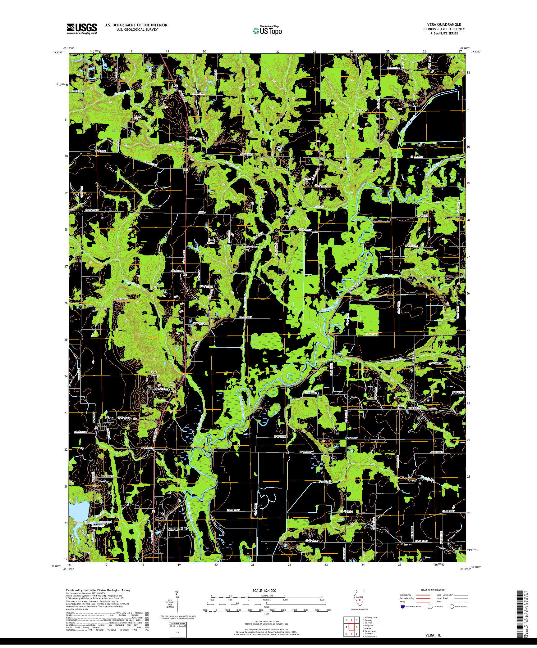 USGS US TOPO 7.5-MINUTE MAP FOR VERA, IL 2018